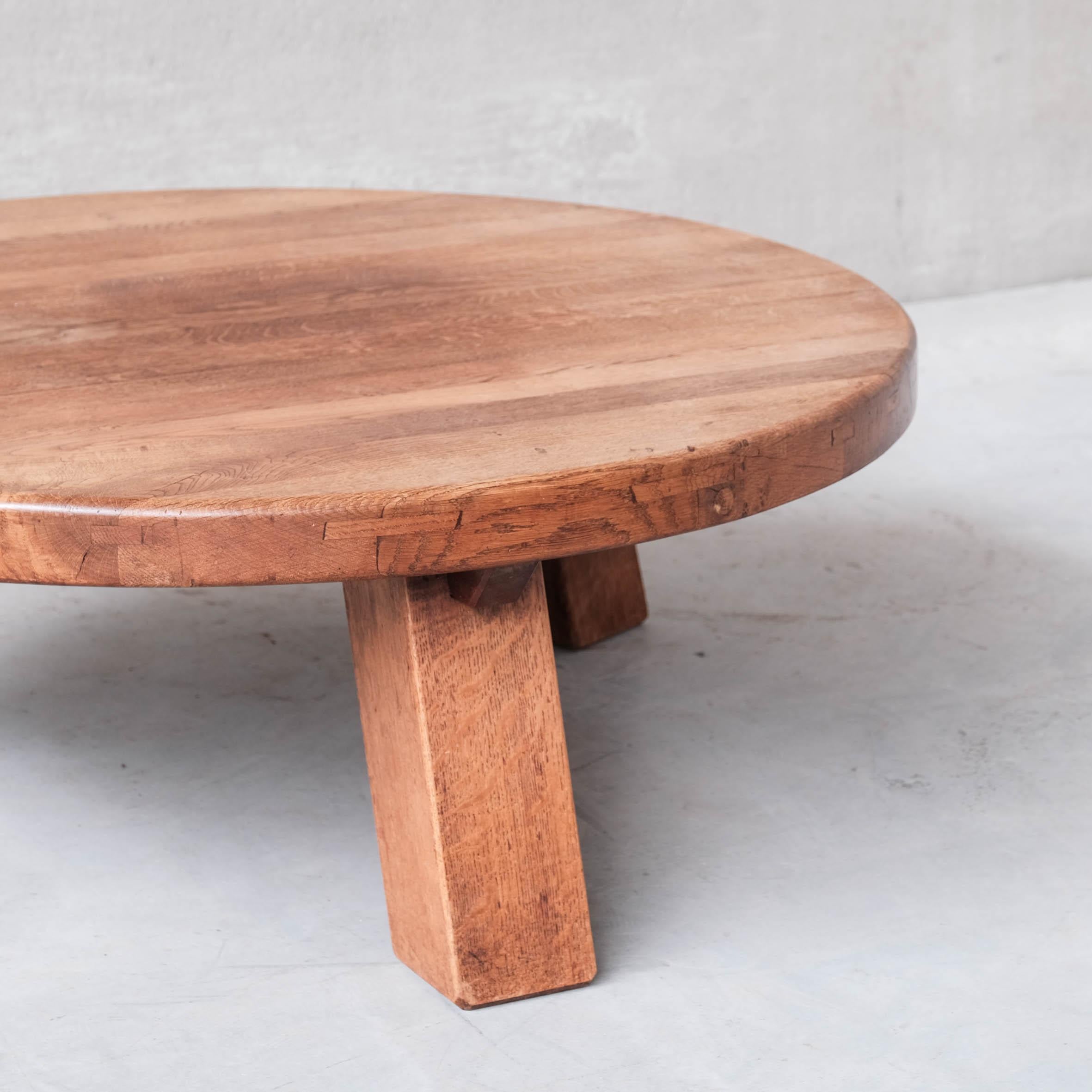 Late 20th Century Brutalist Mid-Century French Oak Coffee Table XXL