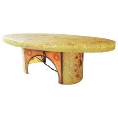 Brutalist Midcentury Illuminated Resin Coffee Side Table from Accolay, France