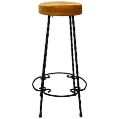 Vintage Brutalist Mid-Century Iron Belgium Bar Stools 
5
