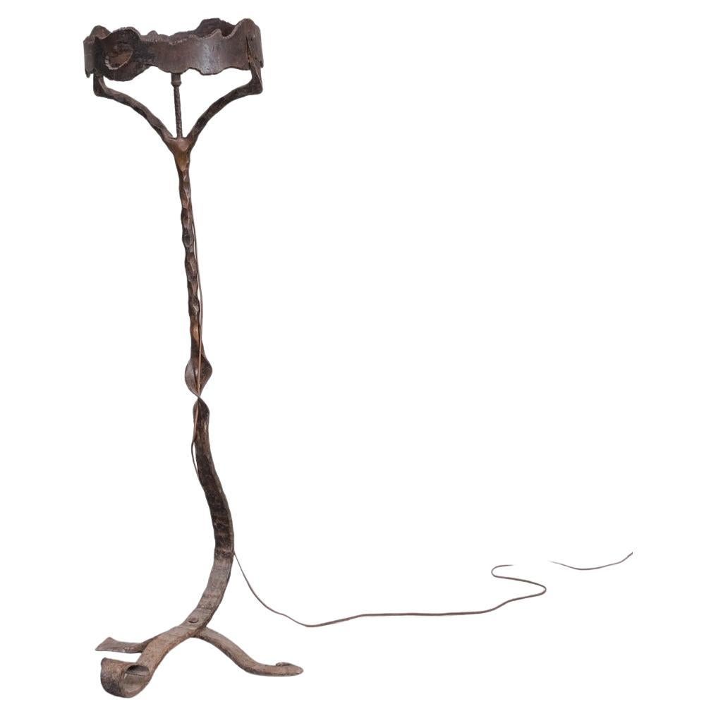 Brutalist Mid-Century Iron French Floor Lamp For Sale