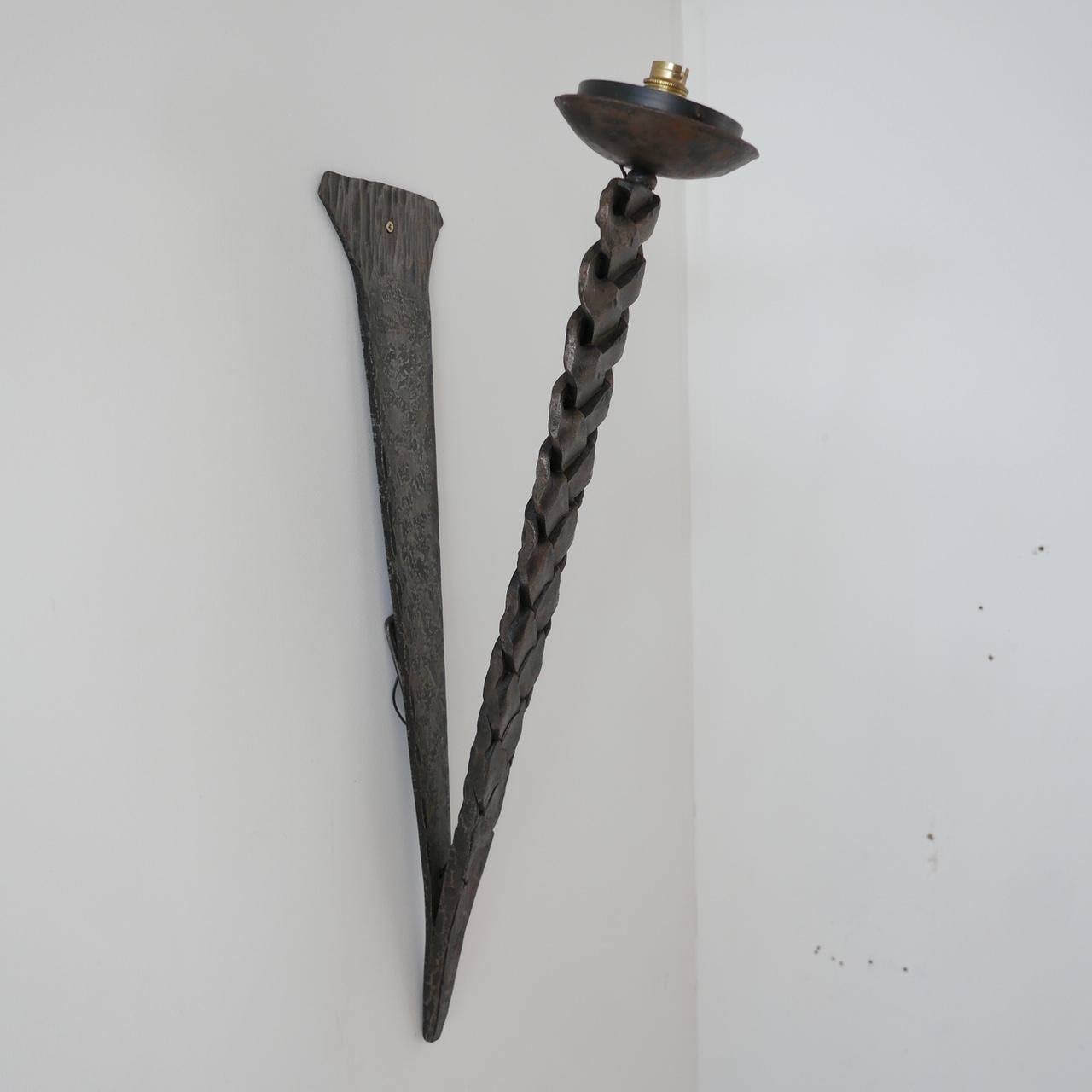 Brutalist Mid-Century Iron Wall Light For Sale 6