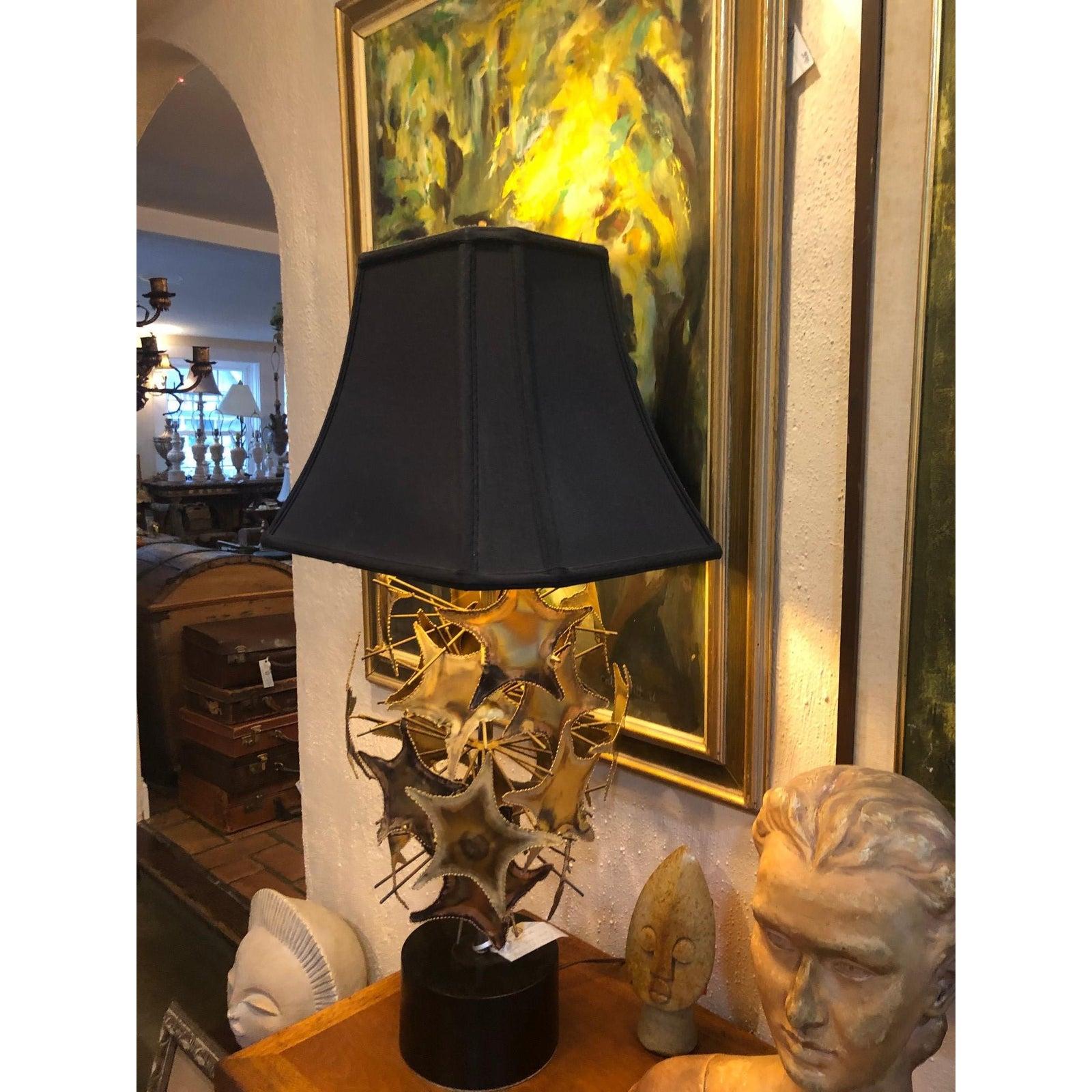 Mid-Century Modern Brutalist Mid-Century Lamp in the Style of Jere For Sale