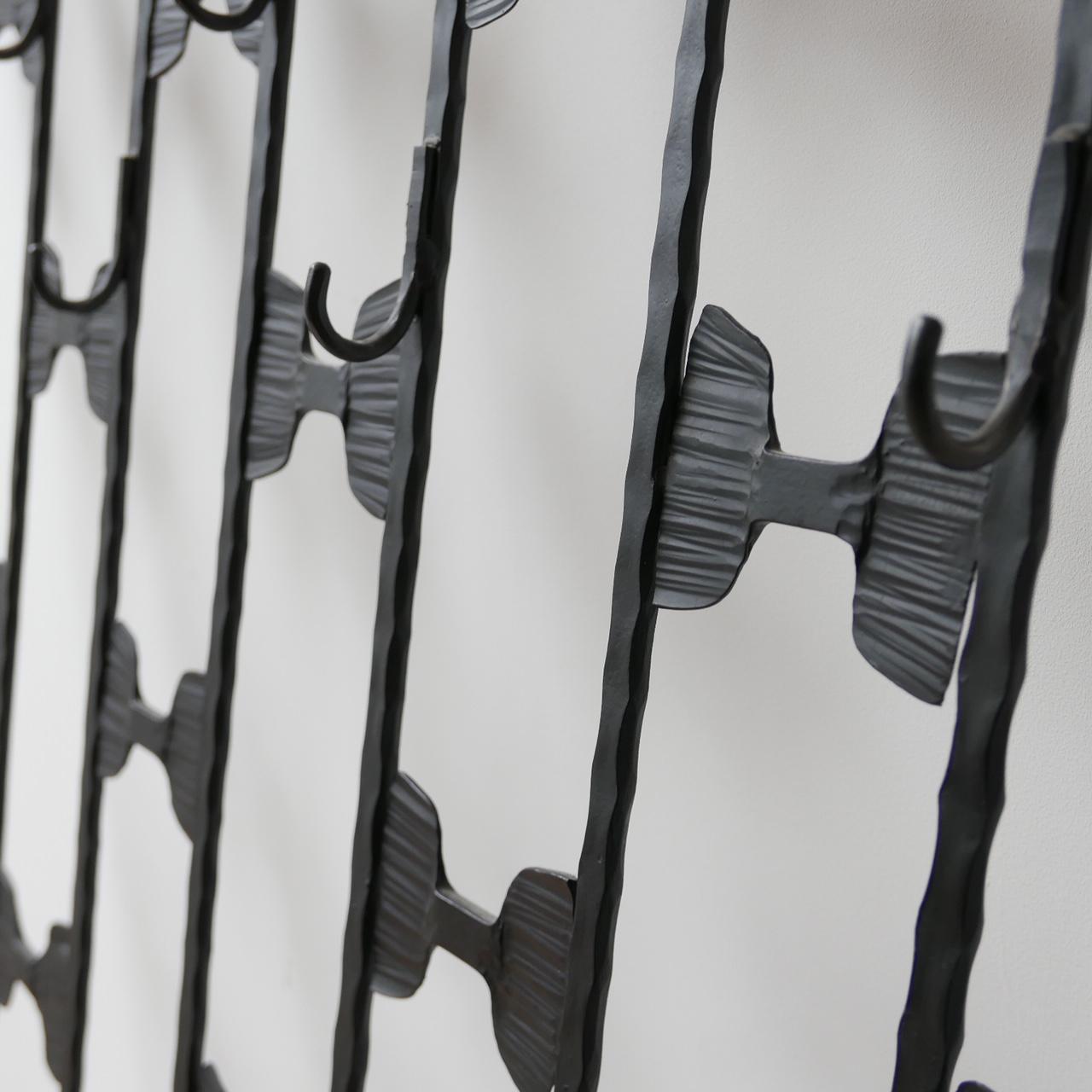 Brutalist Mid-Century Large Iron Coat Rack and Shelving In Good Condition In London, GB