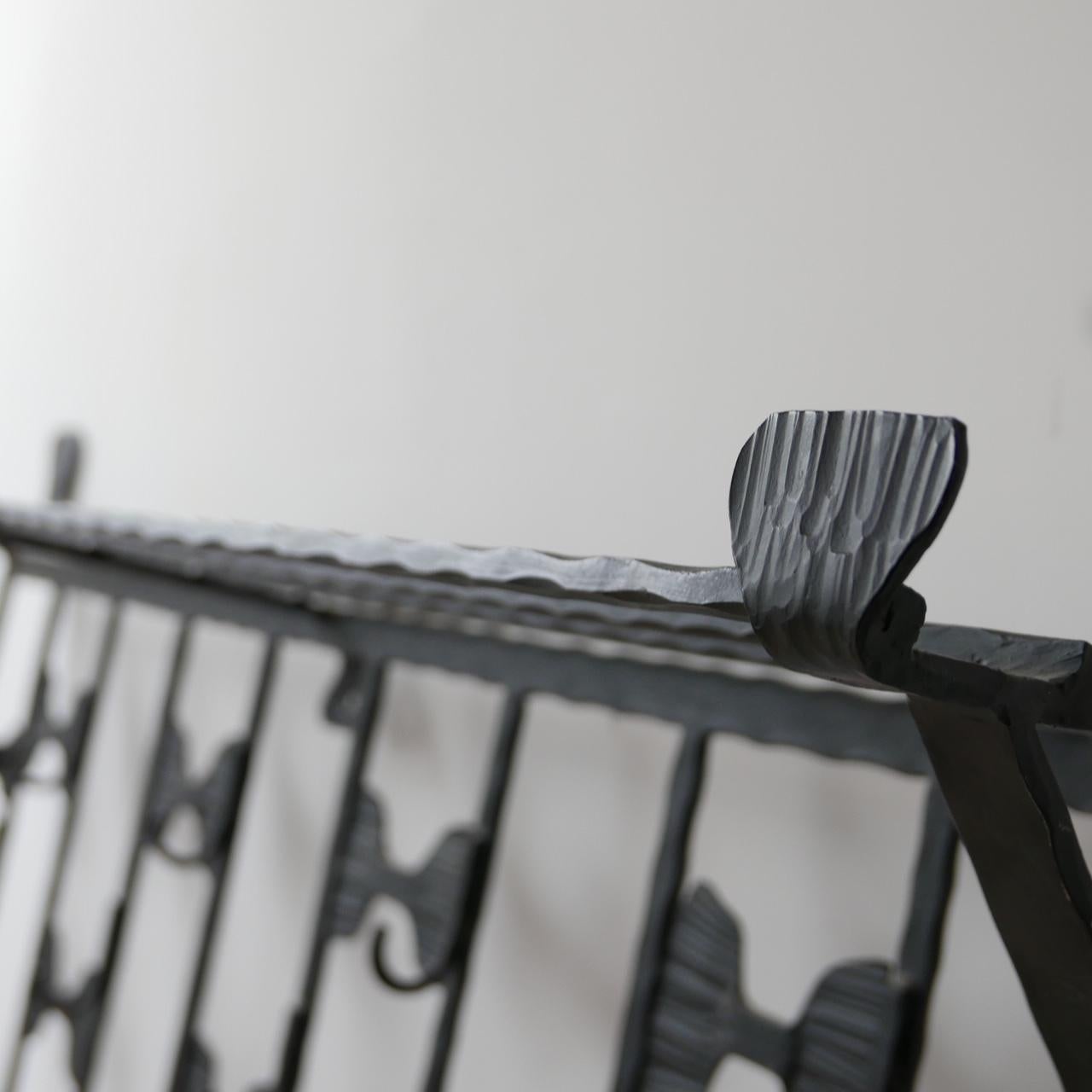 Brutalist Mid-Century Large Iron Coat Rack and Shelving 1