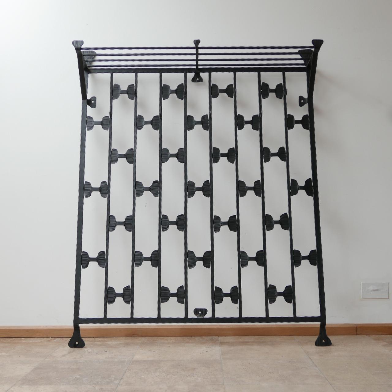 Brutalist Mid-Century Large Iron Coat Rack and Shelving 3