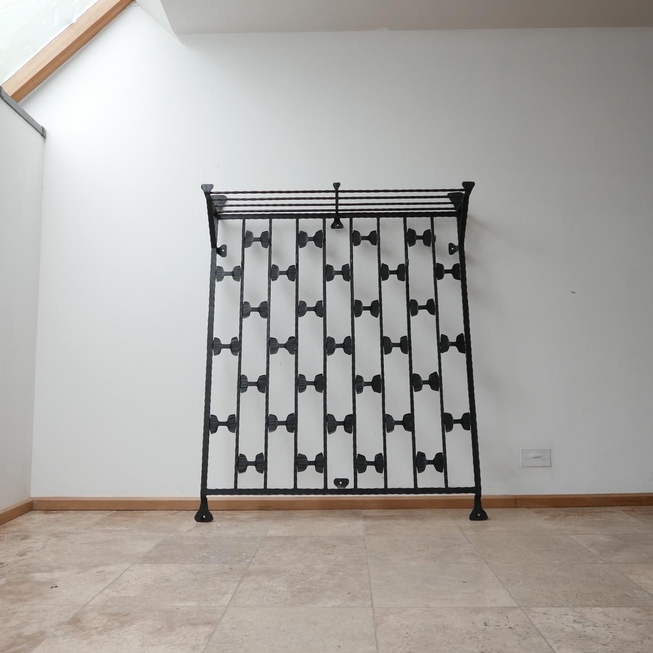 Brutalist Mid-Century Large Iron Coat Rack and Shelving 4