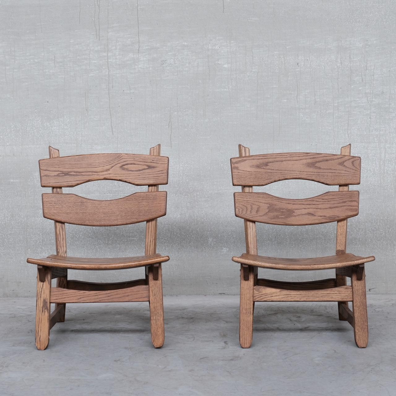 Chaises longues basses en bois brutalistes du milieu du siècle '7' en vente 6