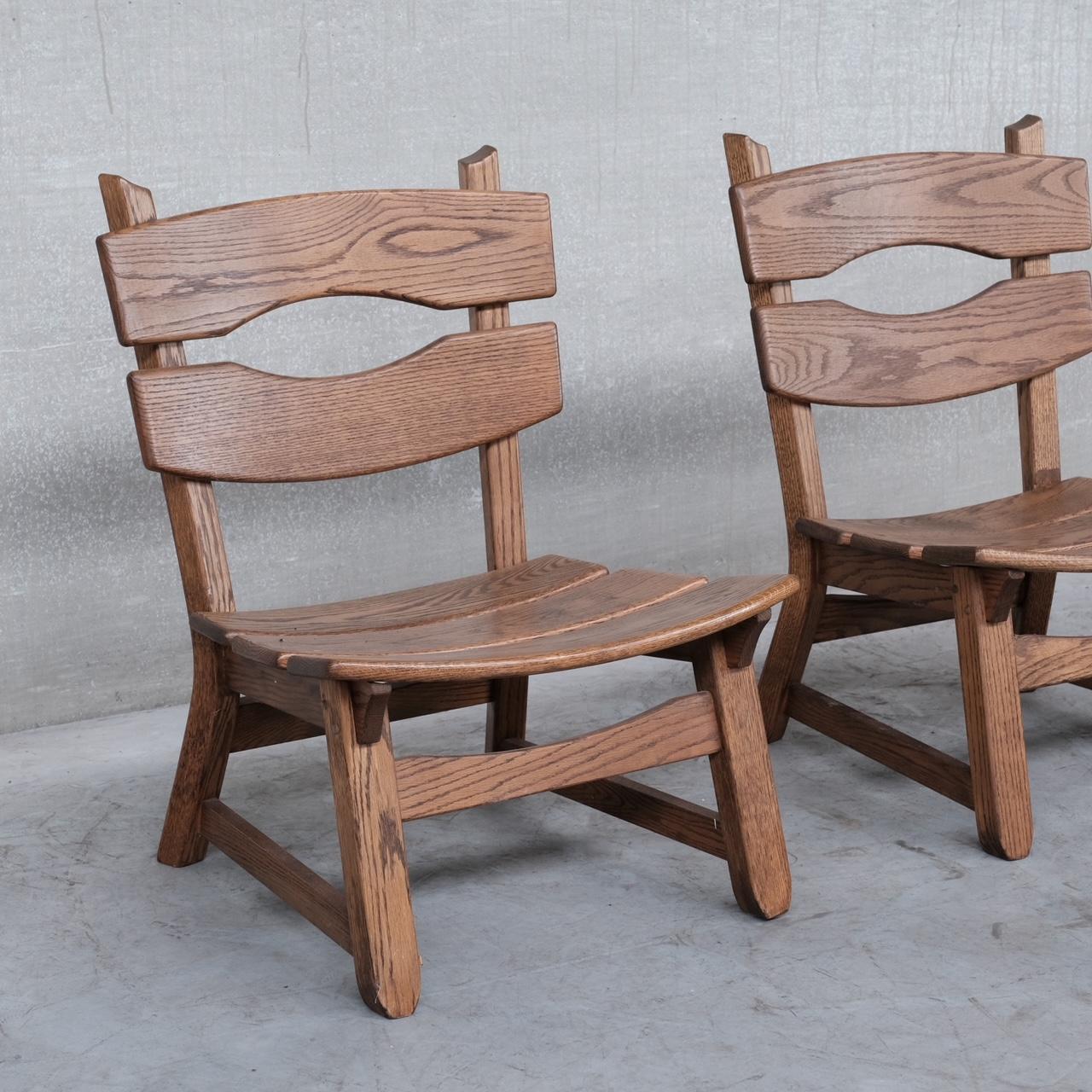 Brutalist Mid-Century Low Wooden Lounge Chairs '7' For Sale 8