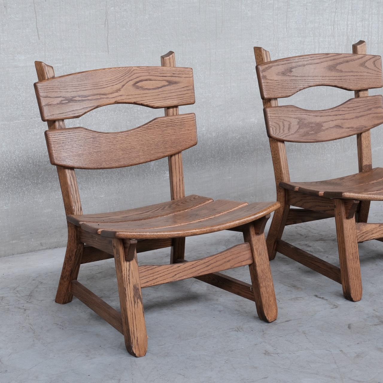 Chaises longues basses en bois brutalistes du milieu du siècle '7' en vente 7