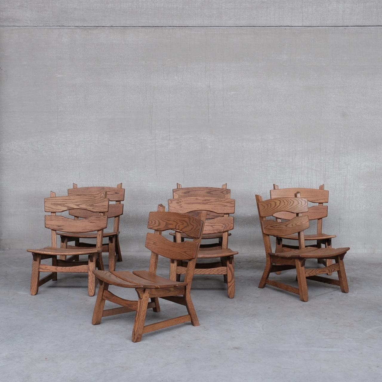 Chaises longues basses en bois brutalistes du milieu du siècle '7' en vente 9