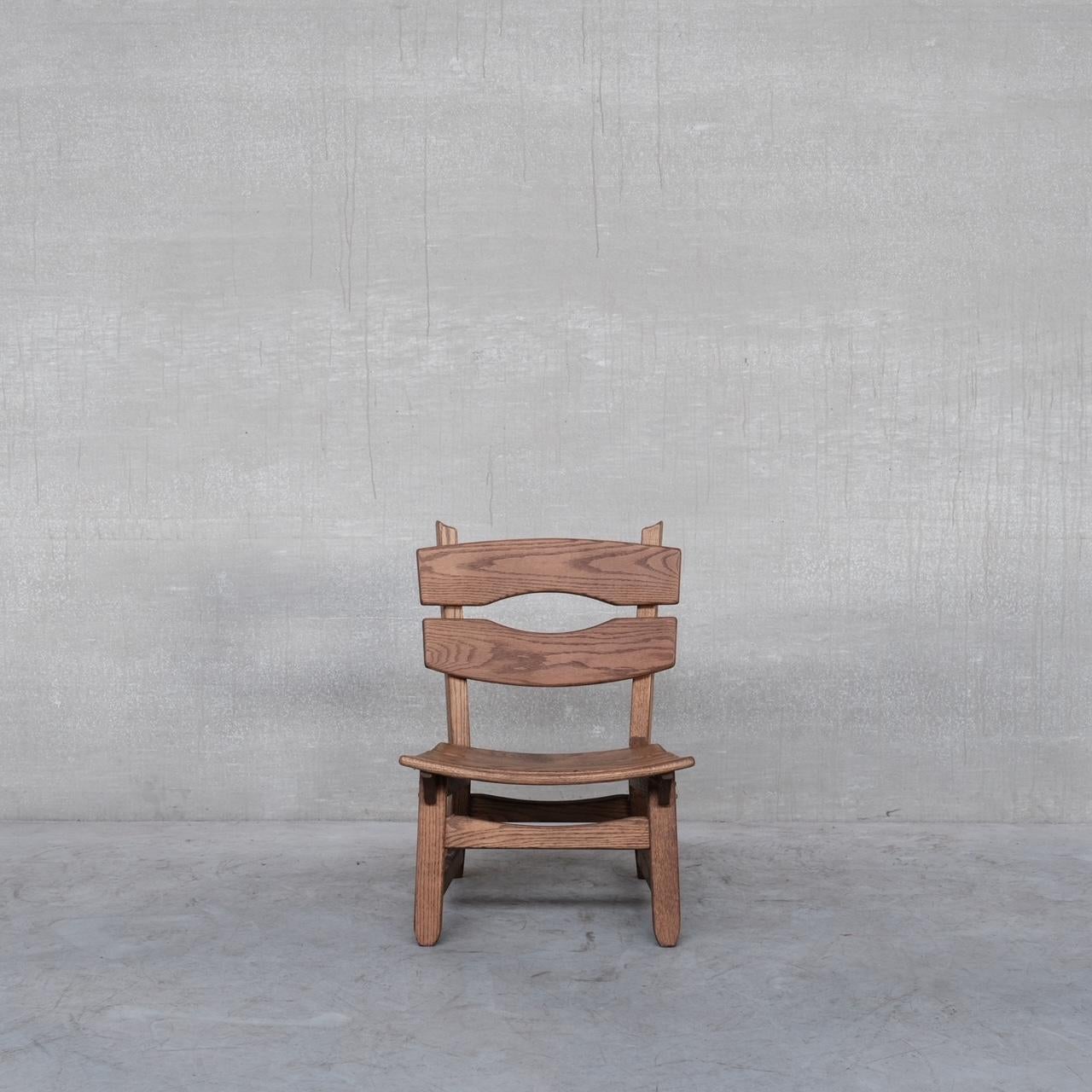 Belge Chaises longues basses en bois brutalistes du milieu du siècle '7' en vente