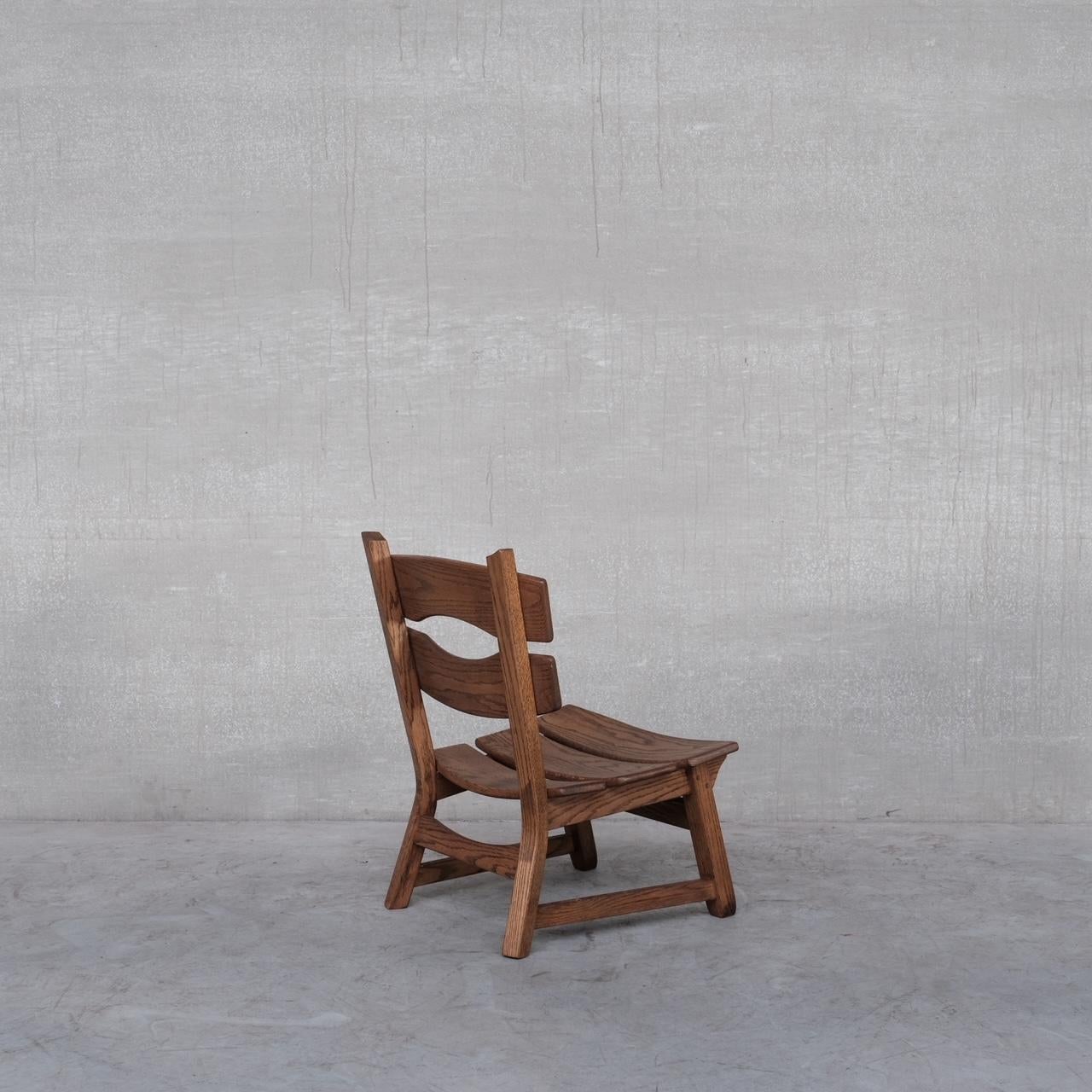 20ième siècle Chaises longues basses en bois brutalistes du milieu du siècle '7' en vente