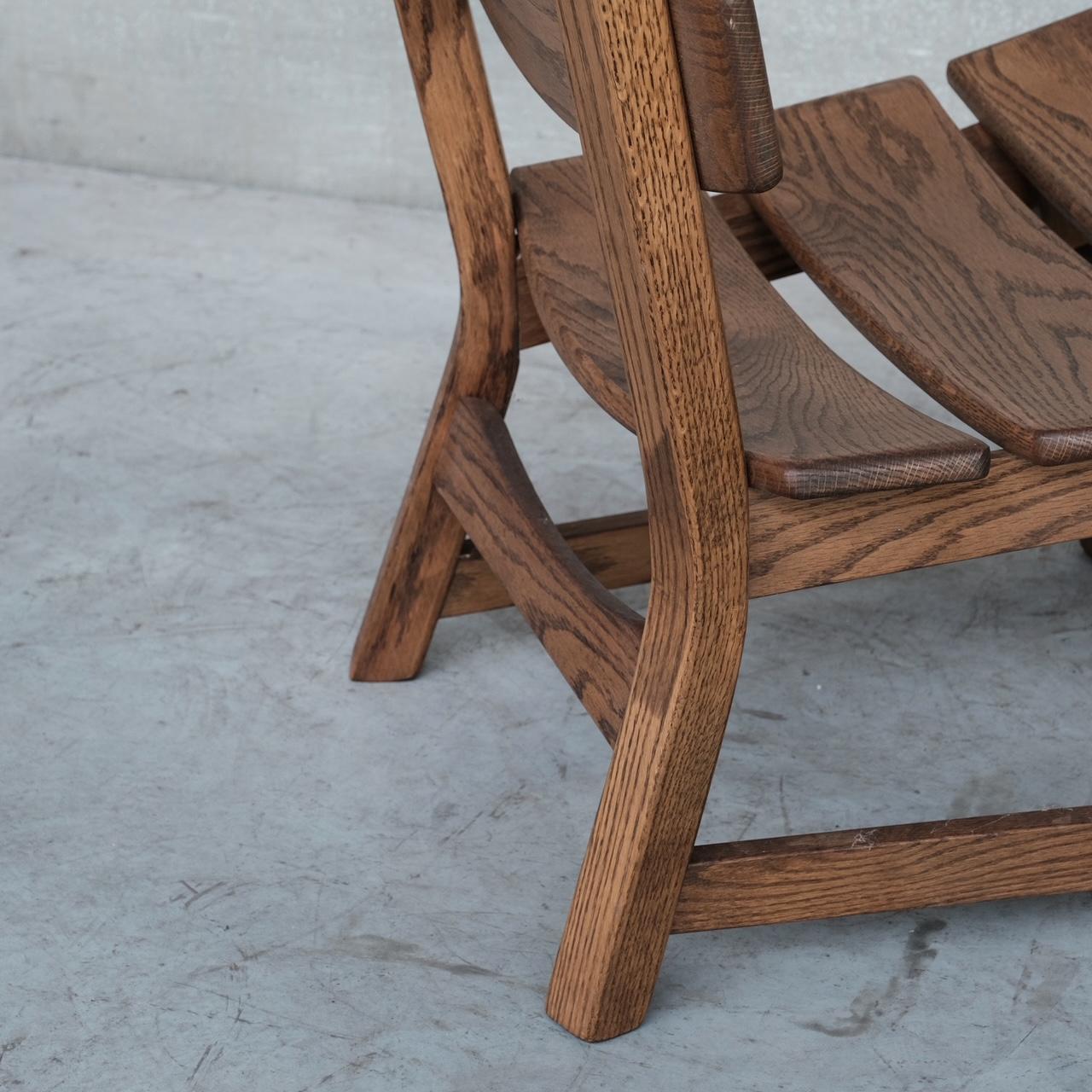 Chaises longues basses en bois brutalistes du milieu du siècle '7' en vente 2