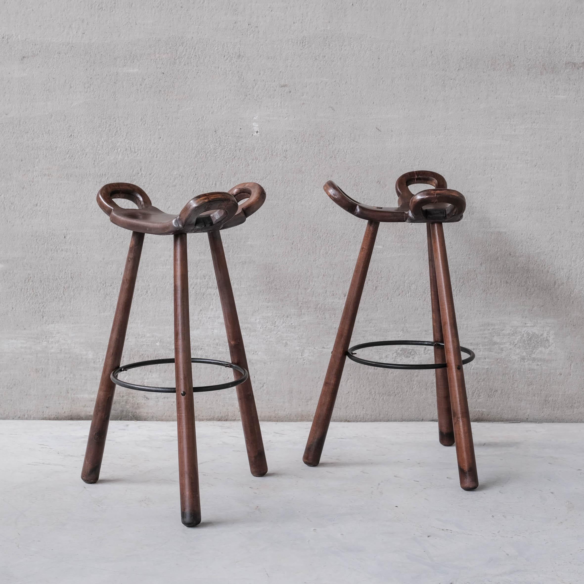 Brutalist Mid-Century 'Marbella' Bar Stool (2 Available) 5