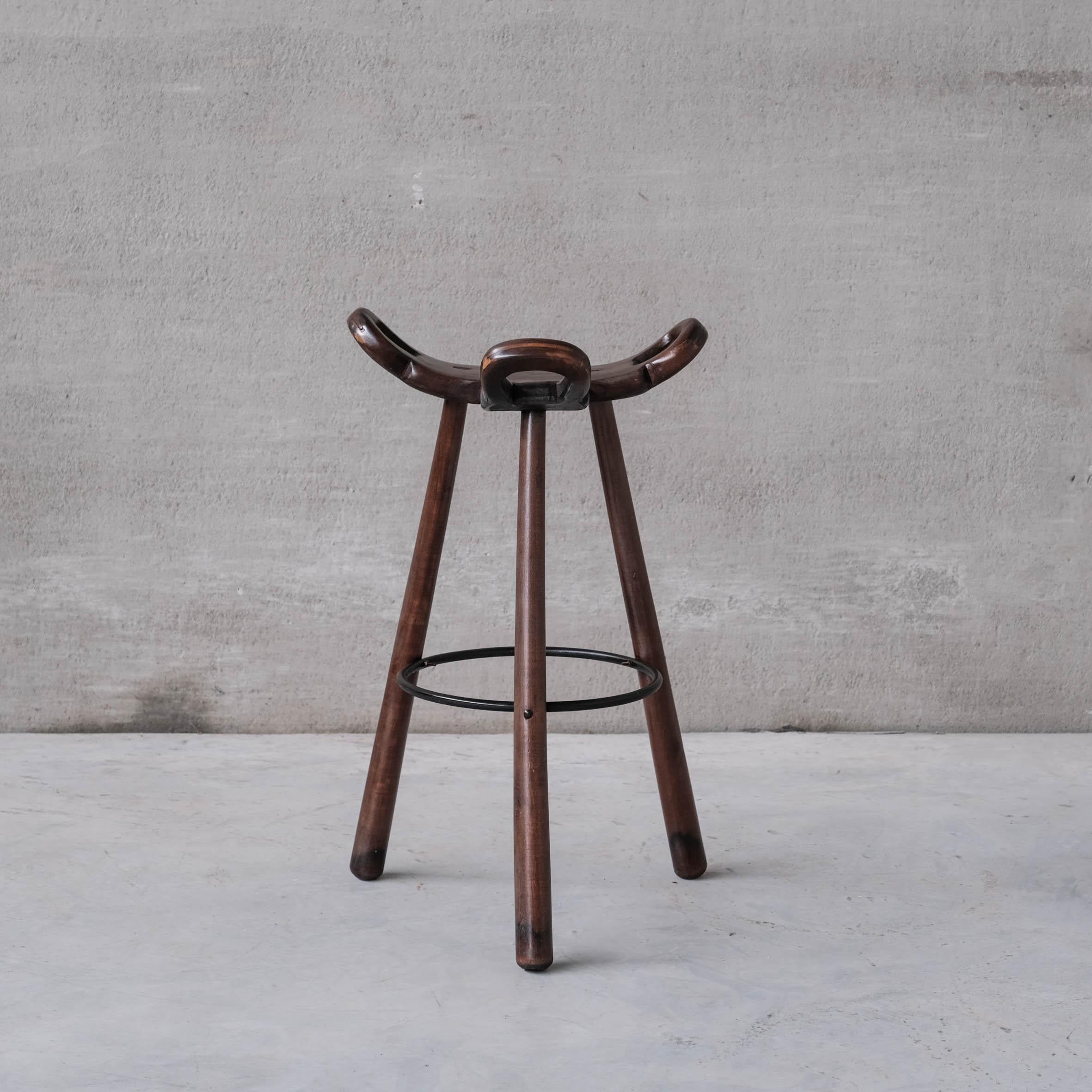 Mid-Century Modern Brutalist Mid-Century 'Marbella' Bar Stool (2 Available)