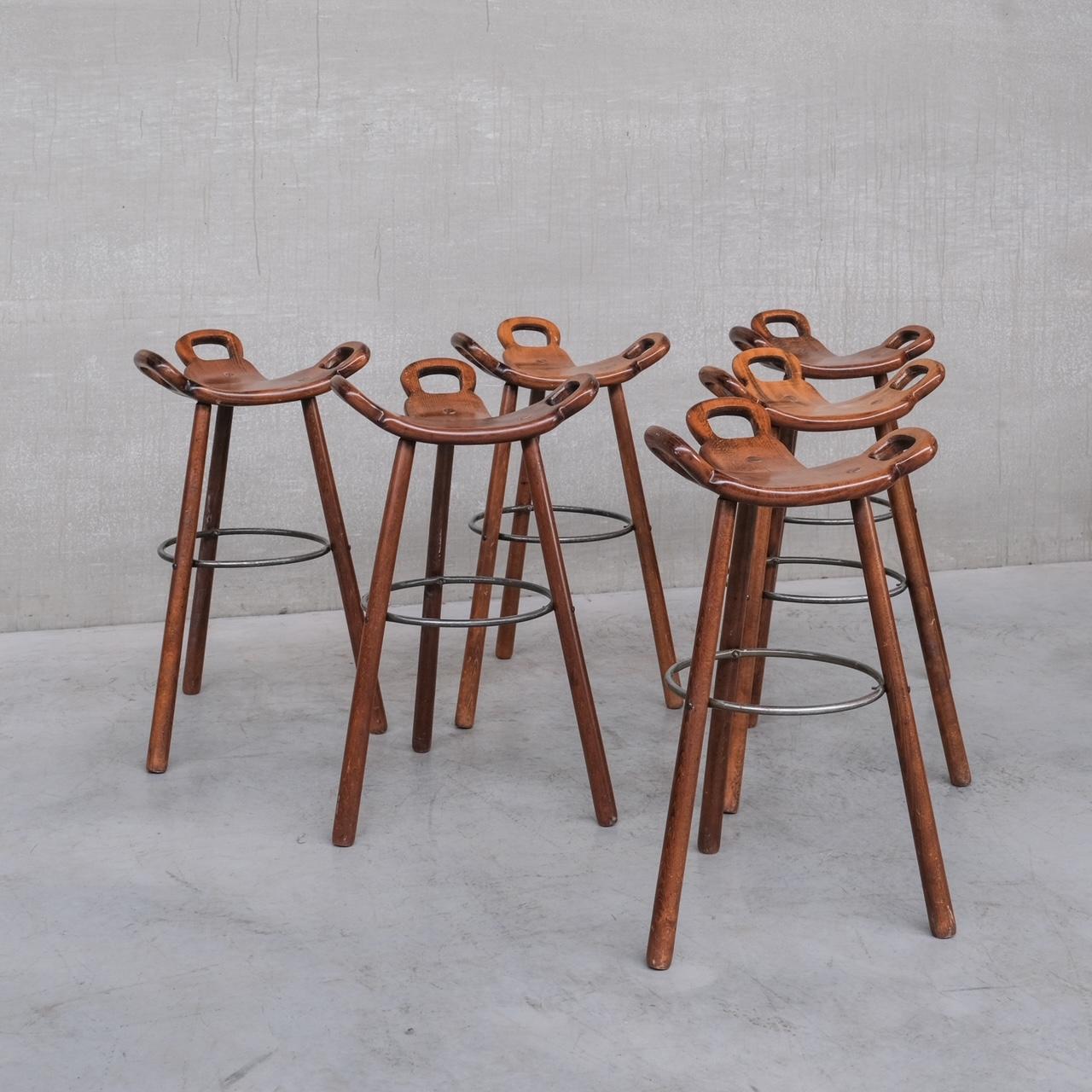 Brutalist Mid-Century 'Marbella' Bar Stools 'Up to 6 Available' 3