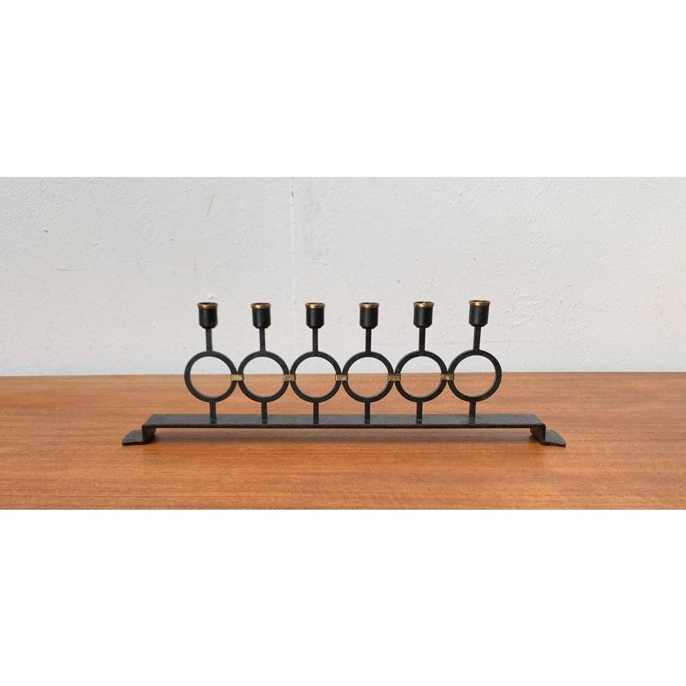 Brutalist Mid-Century Metal Candleholder, 1960s For Sale 6