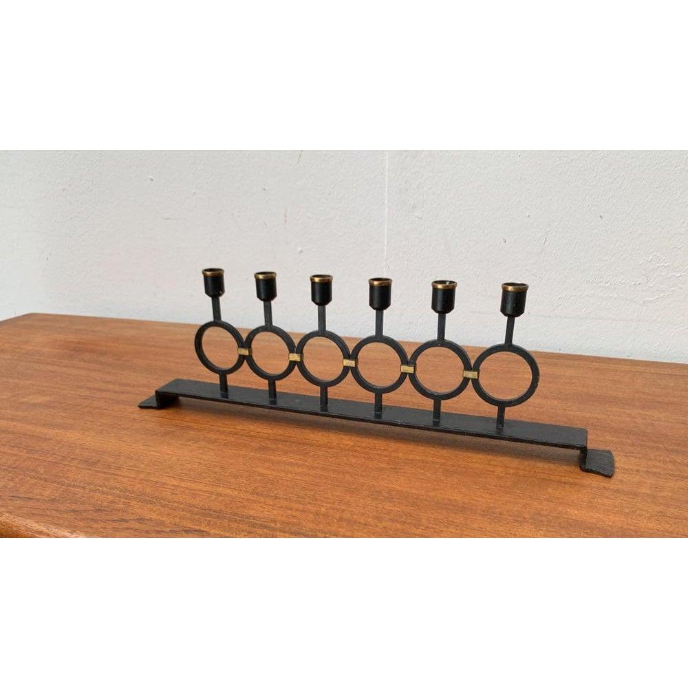 Mid-Century Modern Brutalist Mid-Century Metal Candleholder, 1960s For Sale