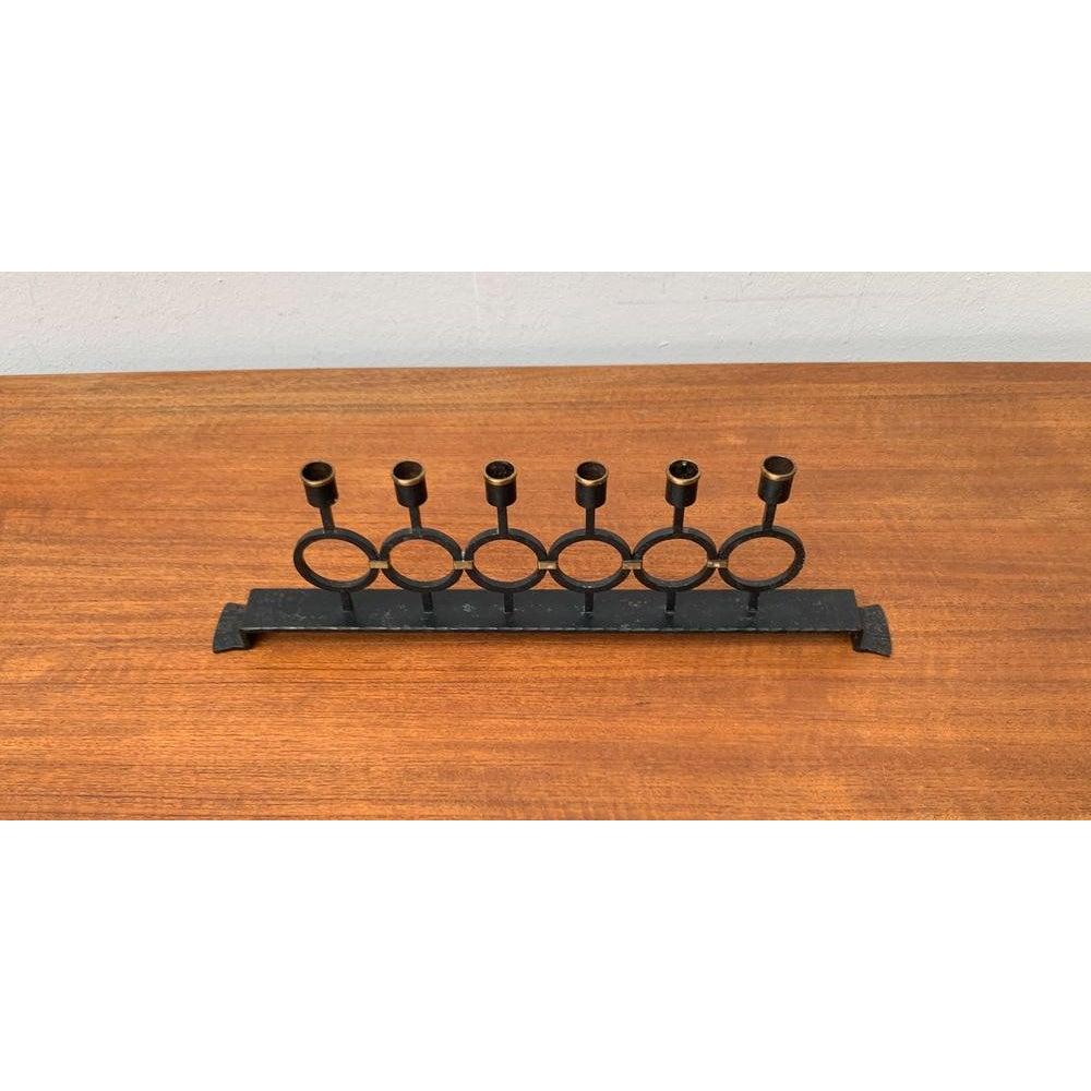 20th Century Brutalist Mid-Century Metal Candleholder, 1960s For Sale