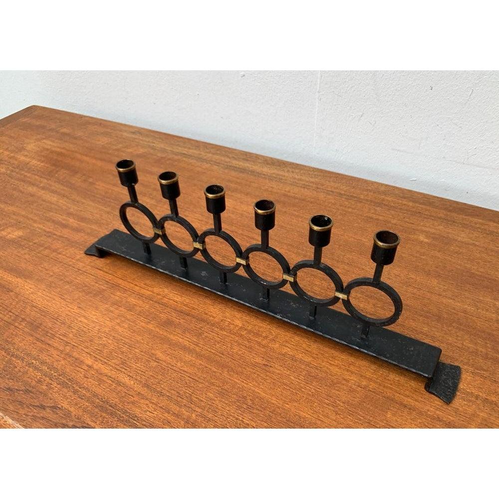 Brutalist Mid-Century Metal Candleholder, 1960s For Sale 2