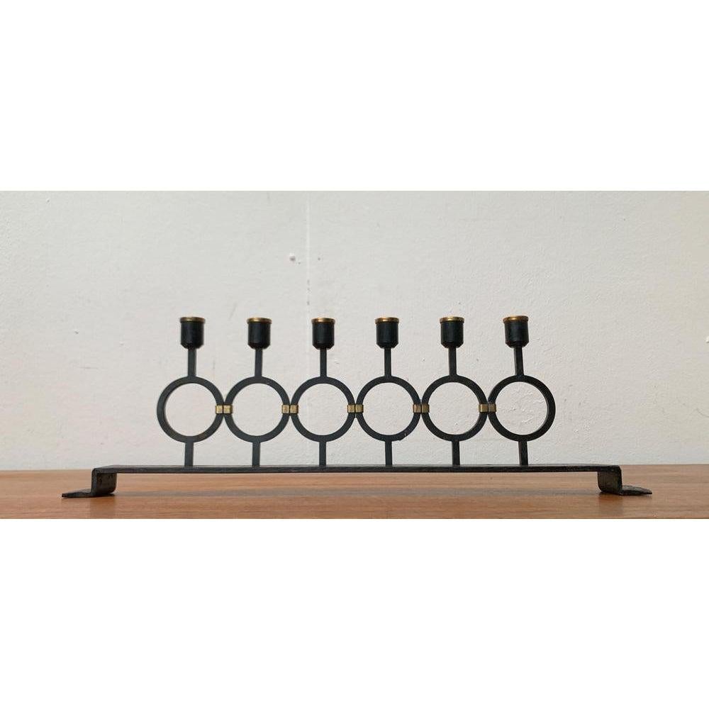 Brutalist Mid-Century Metal Candleholder, 1960s For Sale 3