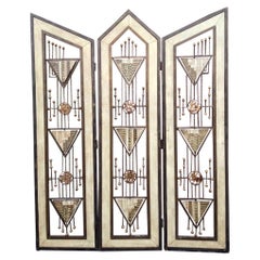 Brutalist Mid-Century Mixed Metal Room Divider