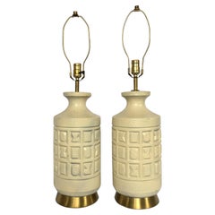 Lampes de table Brutalist Mid-Century Modern Cubist Pottery