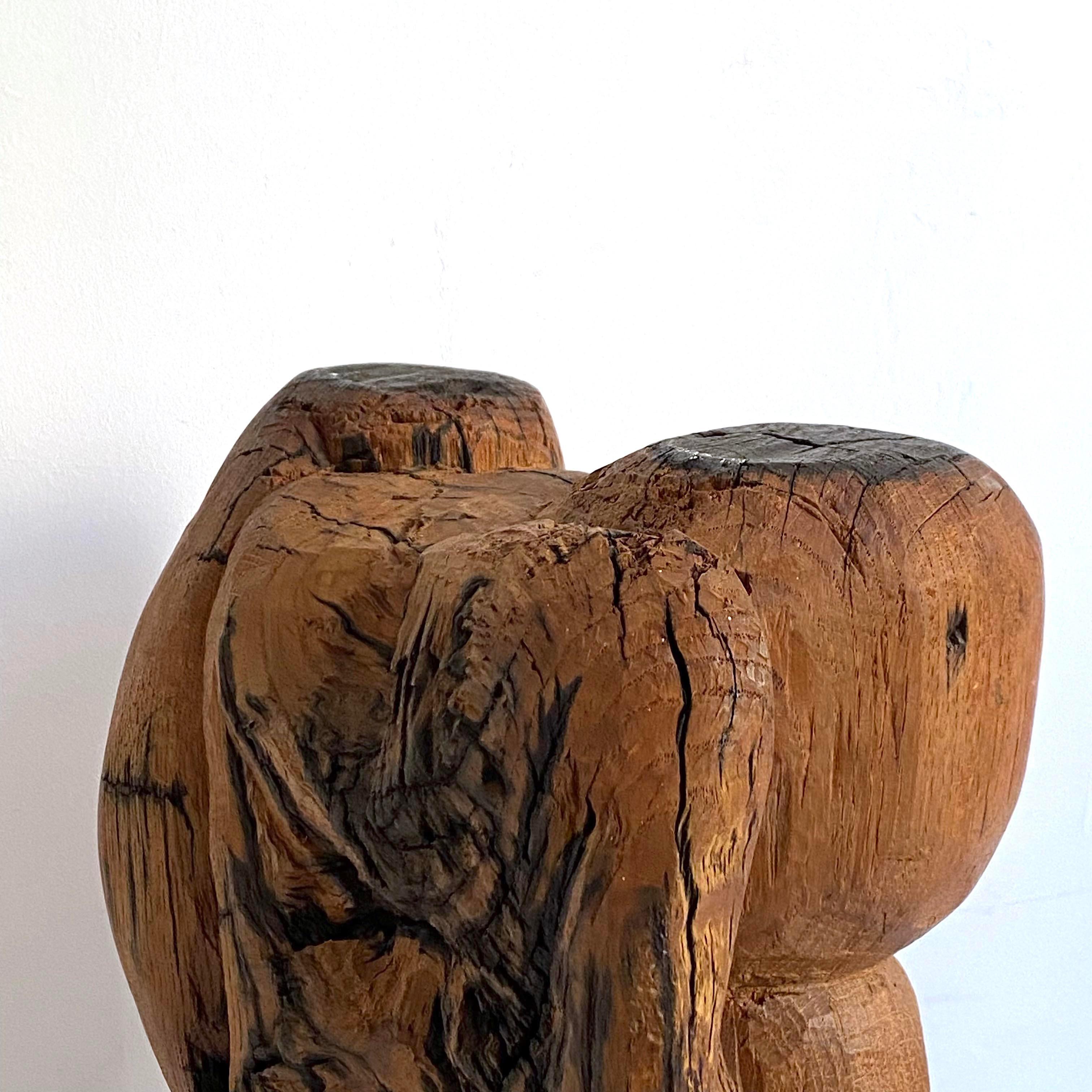 Late 20th Century Brutalist/wabi sabi Mid-Century modern Hand-Carved Solid Wood Sculpture, 1970s For Sale