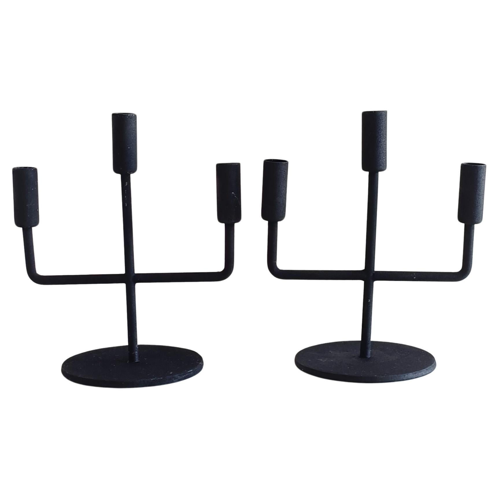 Brutalist Mid Century Modern Iron Candelabra, Germany, 1950s