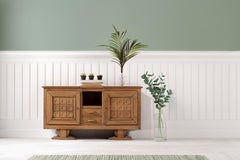 Buffet Brutalista de Roble Natural Moderno de Mediados de Siglo