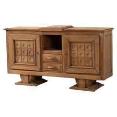 Brutalist Mid-Century Modern Natural Oak Buffet