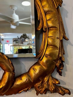 Brutalist Mid Century Modern Ornate Dragon Wall Mirror