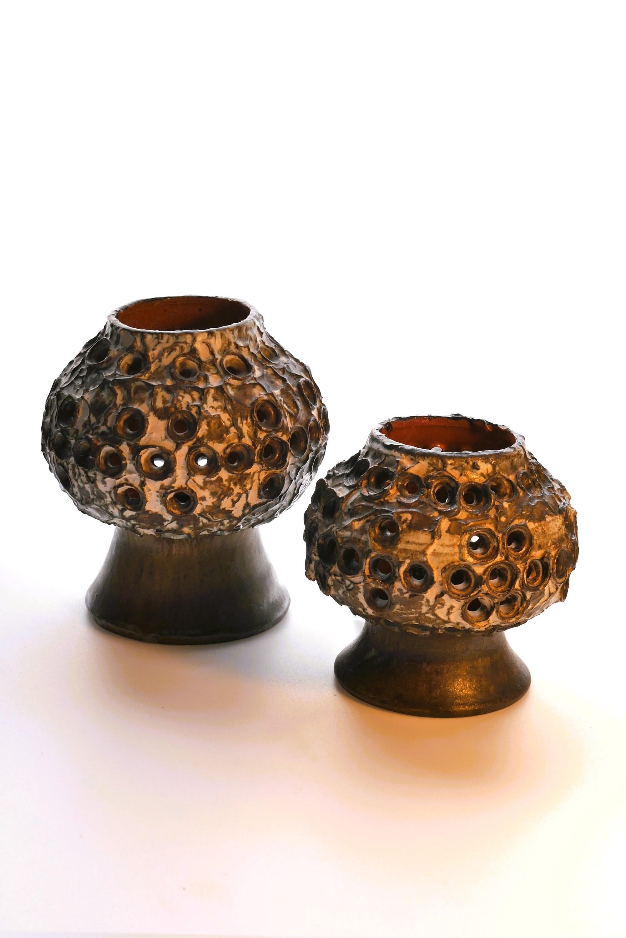 Mid-Century Modern Brutalist Mid-century modern pottery table lamps by Bruno Karlsson EGO, Sweden.