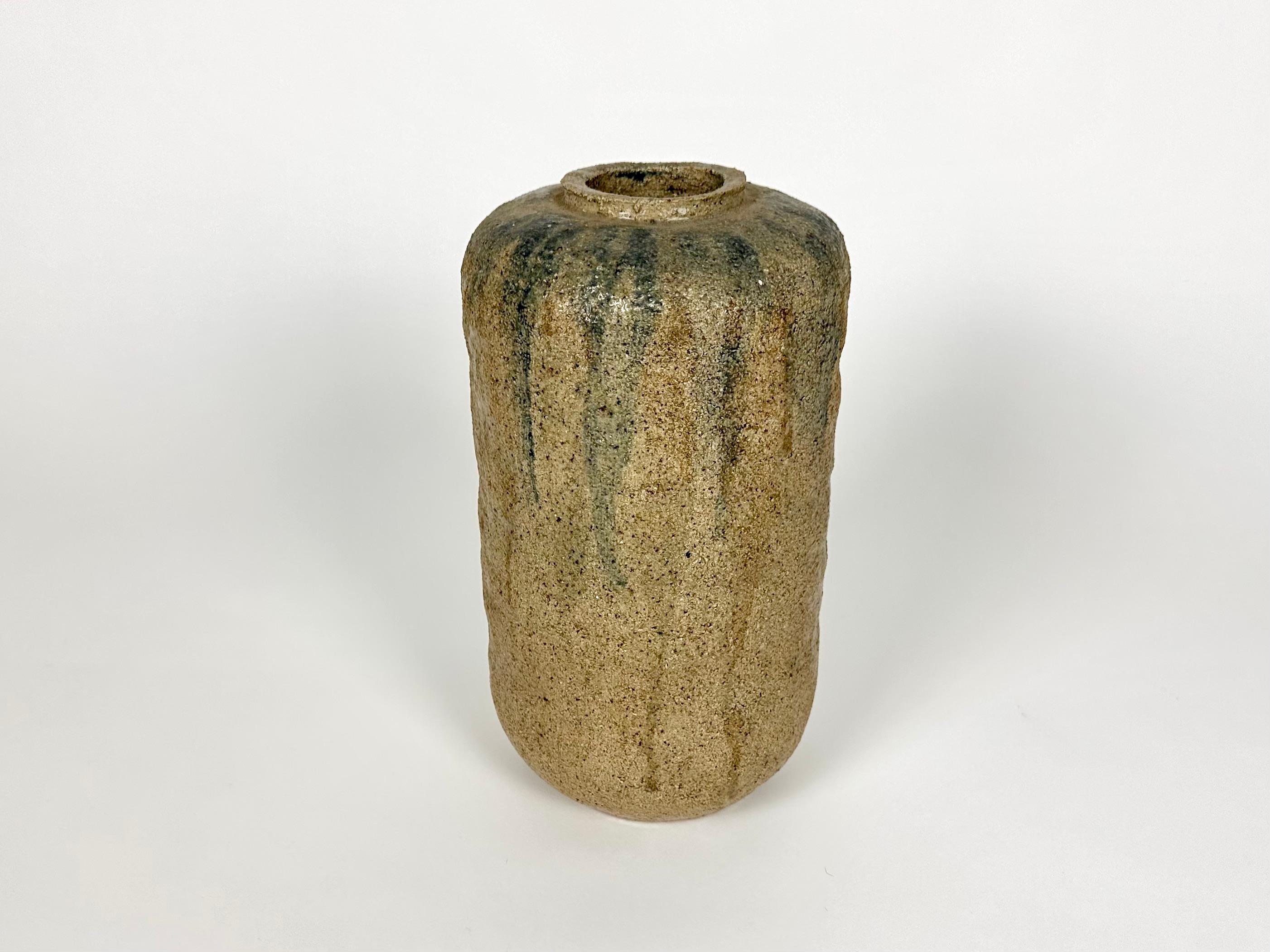 Brutalist mid century modern stoneware vase For Sale 4