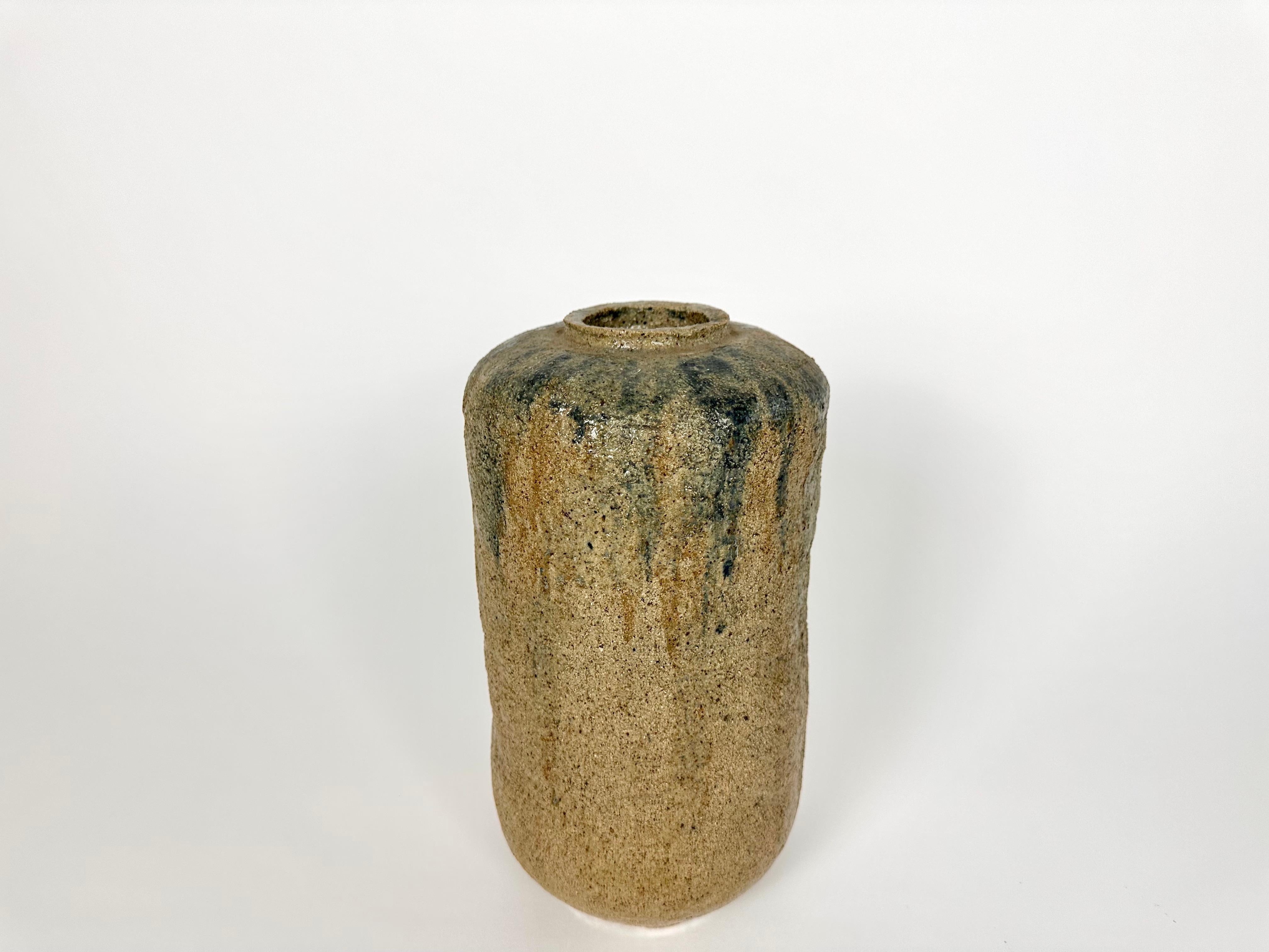 British Brutalist mid century modern stoneware vase For Sale