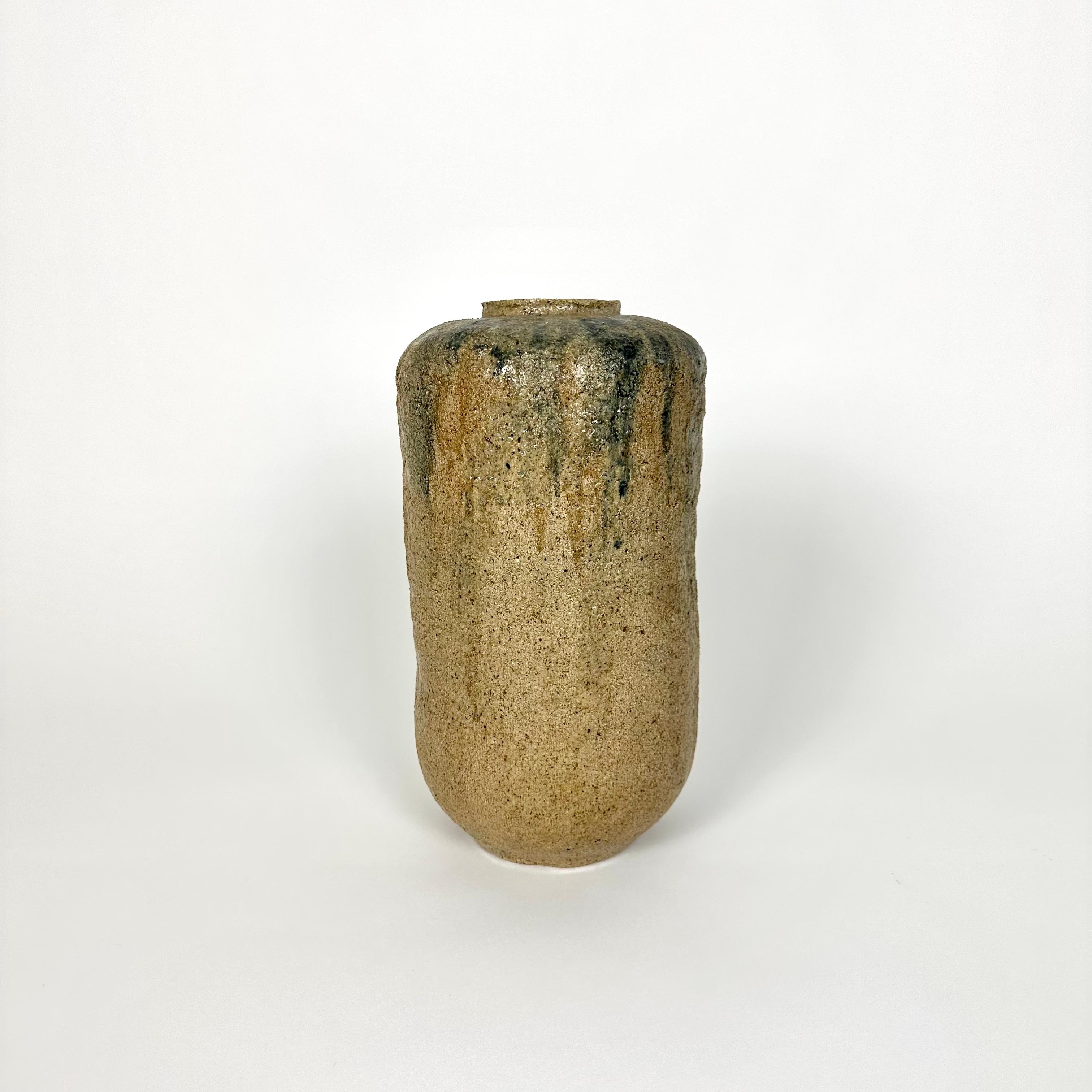 20th Century Brutalist mid century modern stoneware vase For Sale