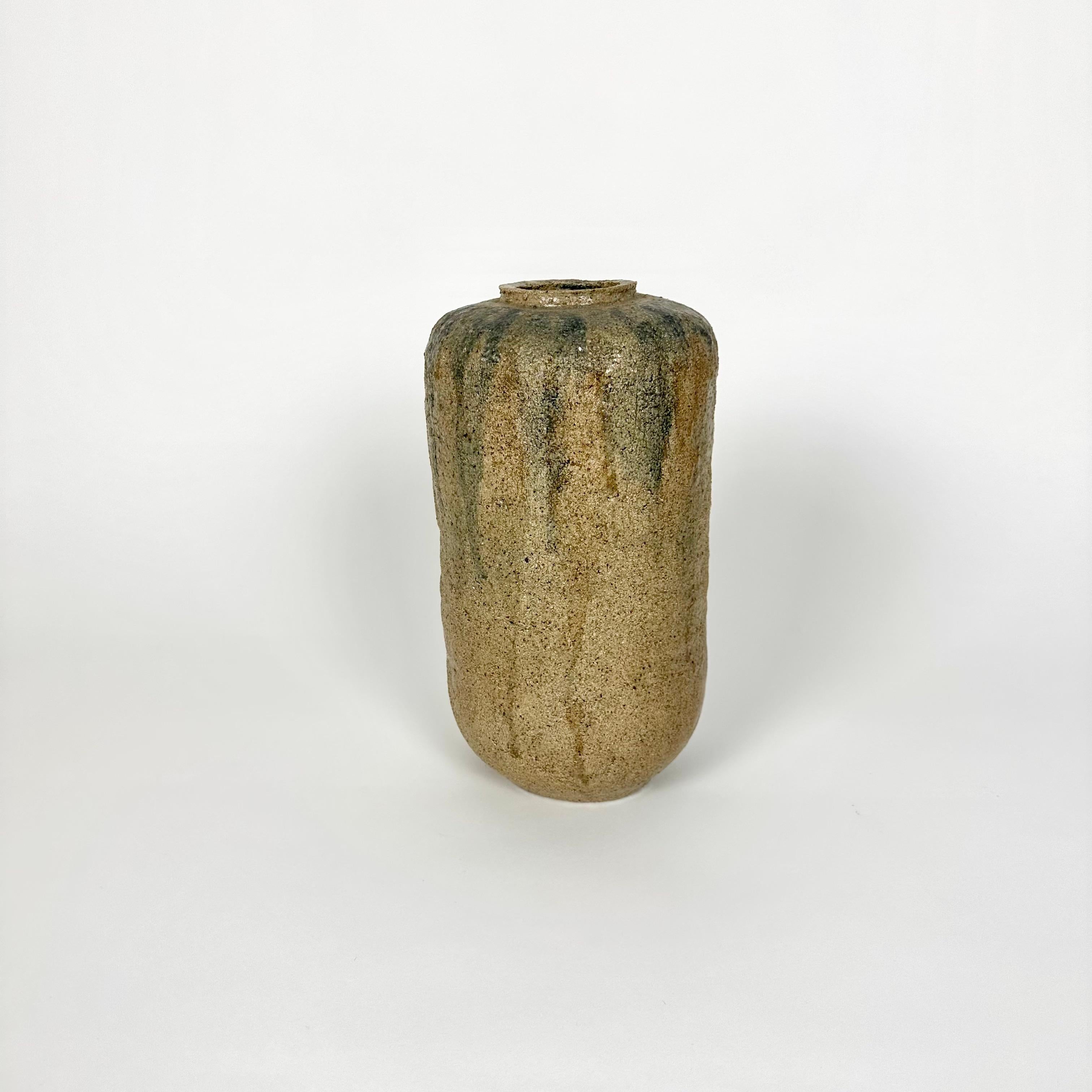 Stoneware Brutalist mid century modern stoneware vase For Sale