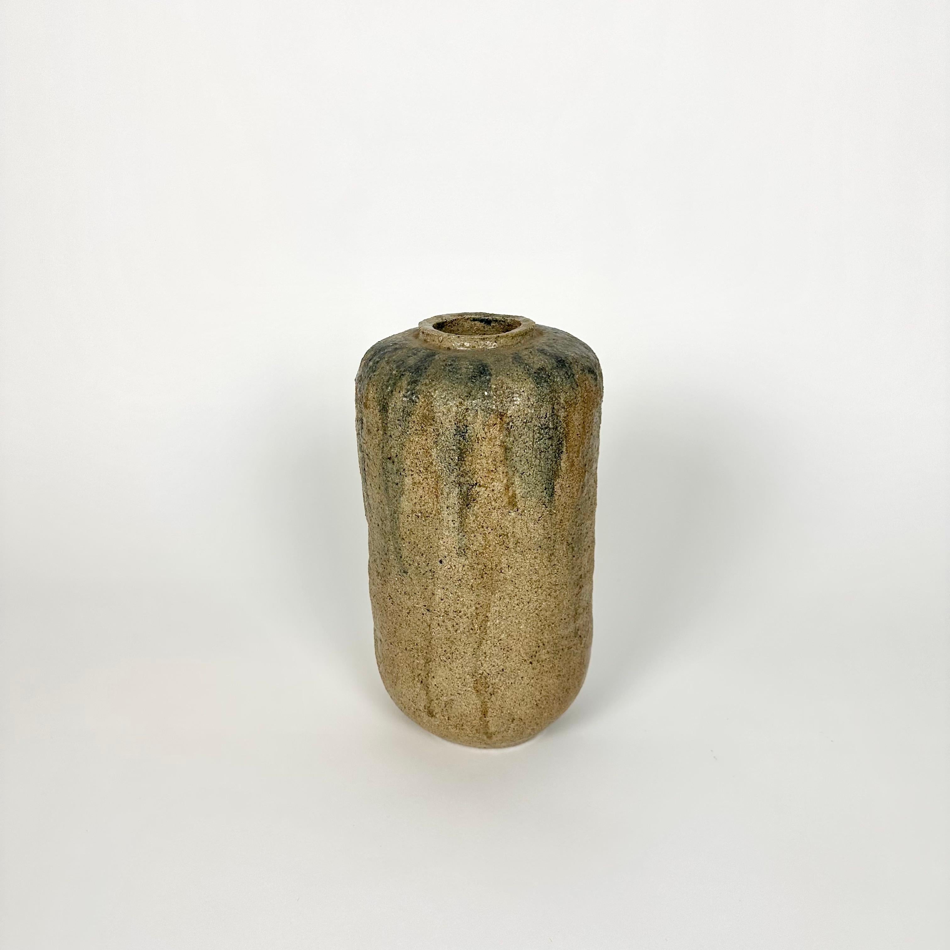 Brutalist mid century modern stoneware vase For Sale 1