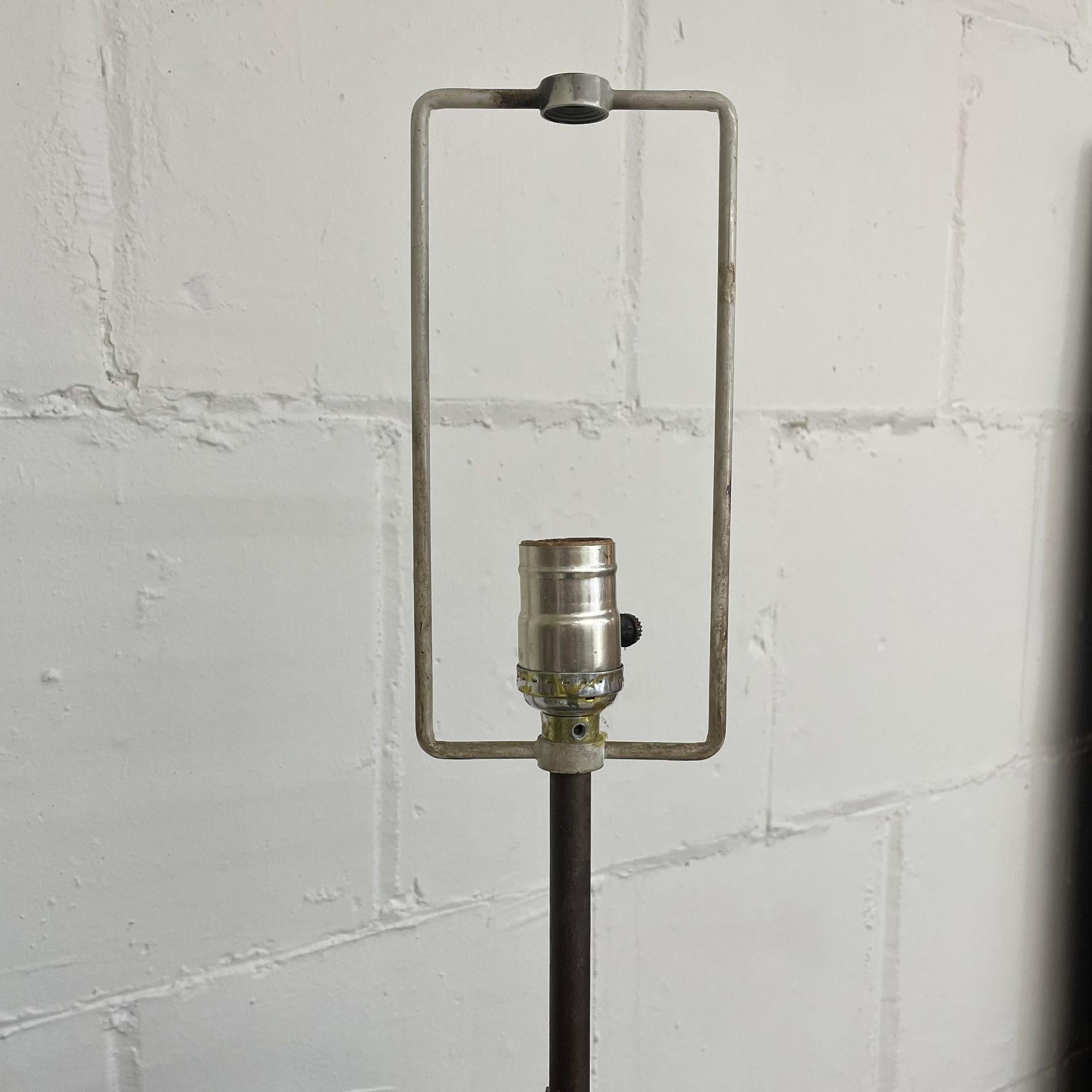 20th Century Brutalist Mid-Century Modern Table Lamp, Blackened Steel For Sale