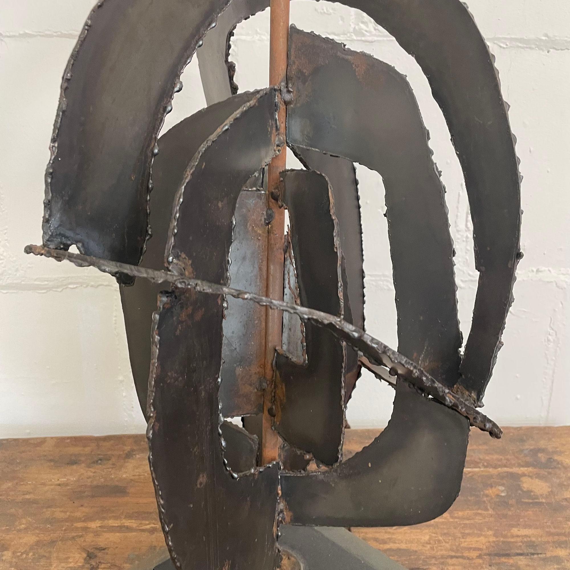 Brutalist Mid-Century Modern Table Lamp, Blackened Steel For Sale 1