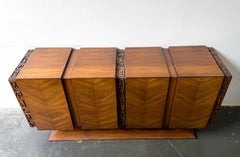 Brutalist mid century modern tiki United credenza