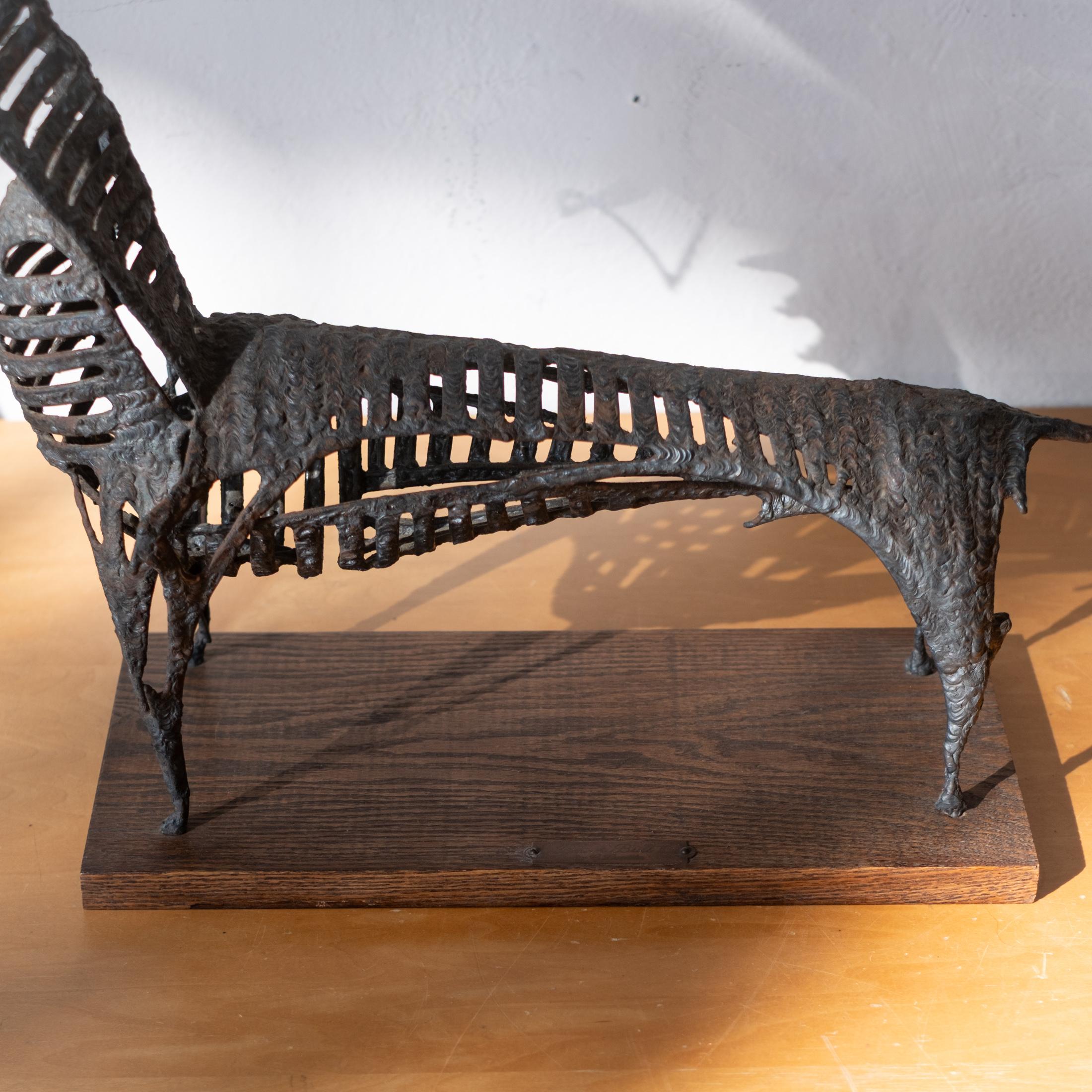 Brutalist Mid Century Modernist Abstrakt Metall Stier Skulptur von Charles im Angebot 3