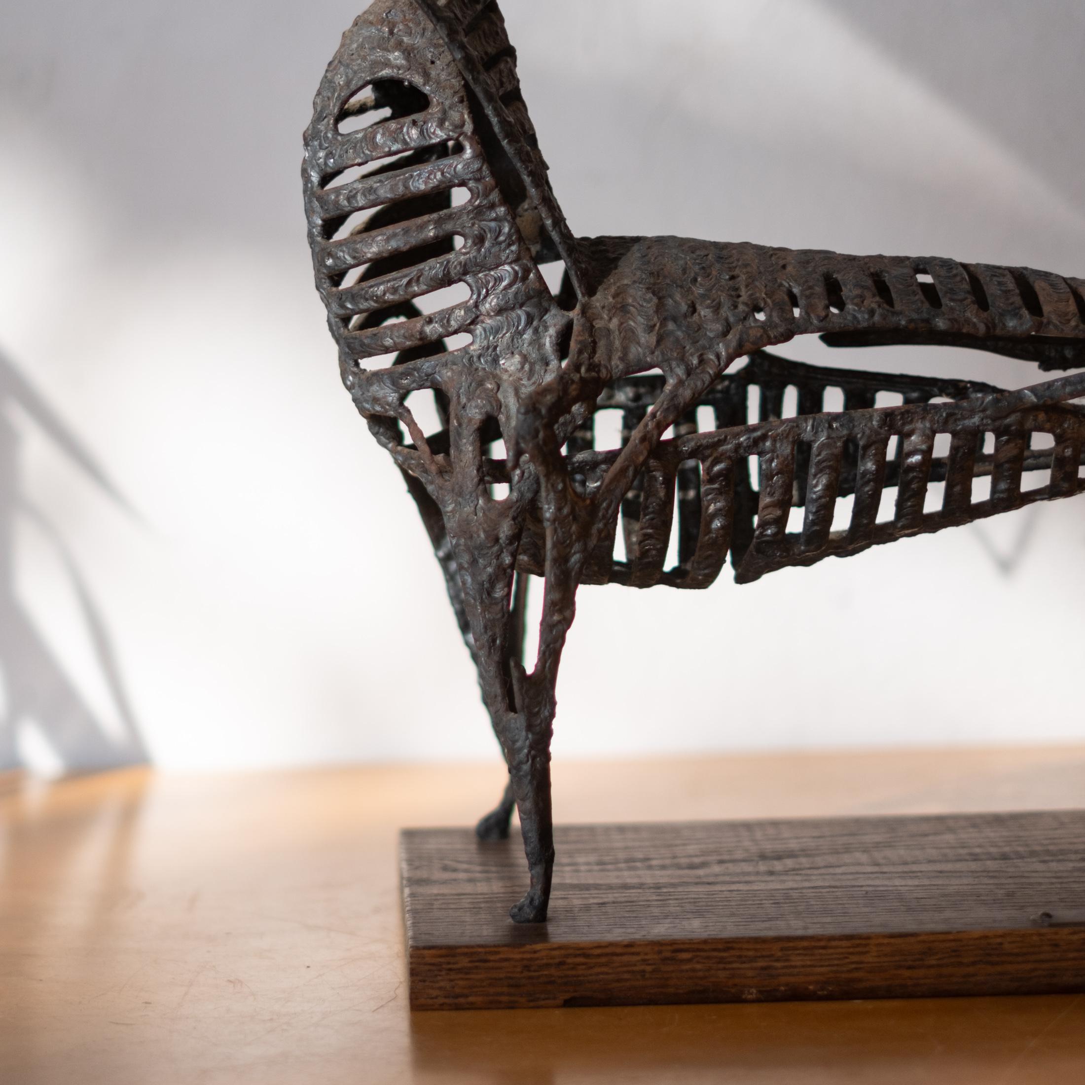 Brutalist Mid Century Modernist Abstrakt Metall Stier Skulptur von Charles im Angebot 6