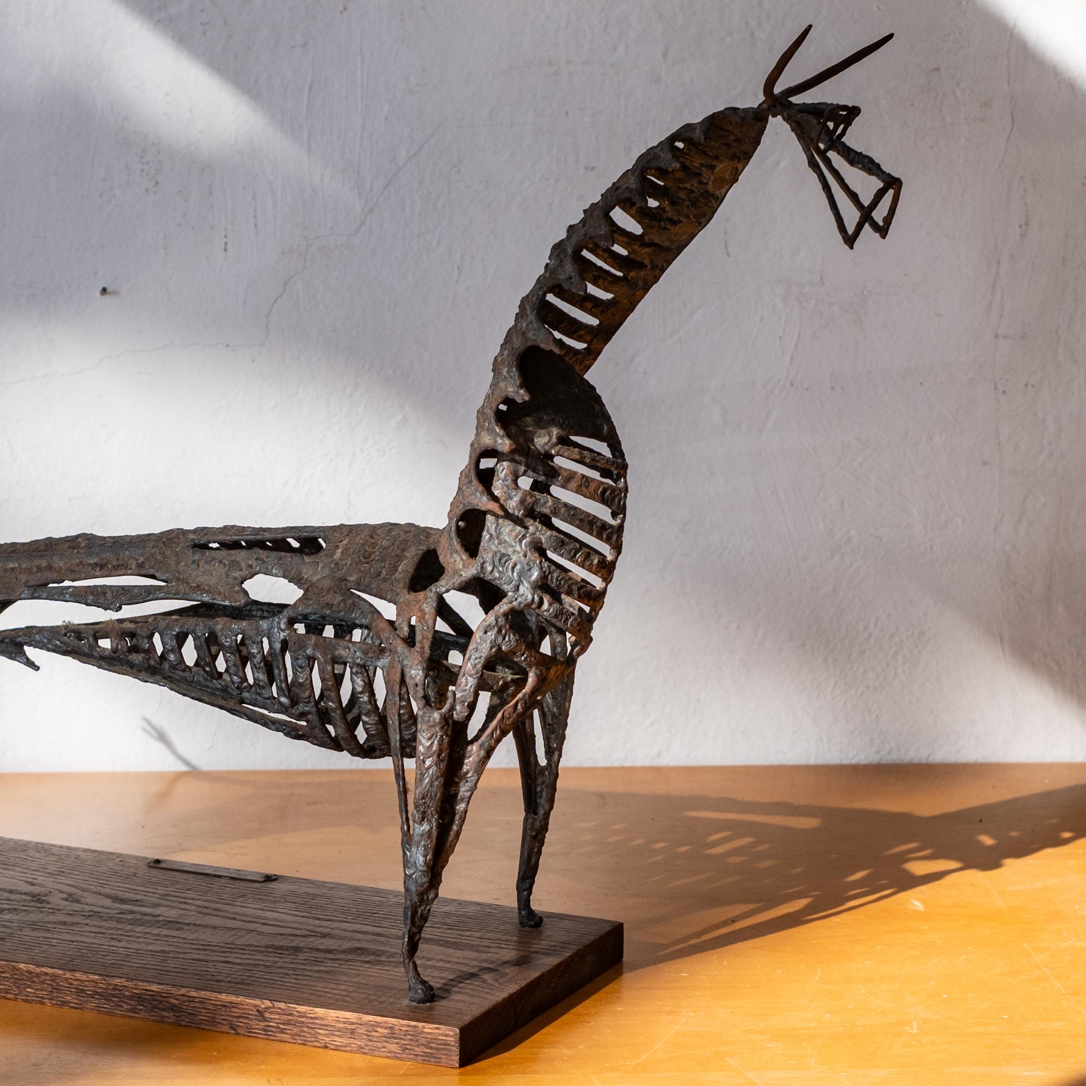 Brutalist Mid Century Modernist Abstrakt Metall Stier Skulptur von Charles im Zustand „Gut“ im Angebot in San Diego, CA