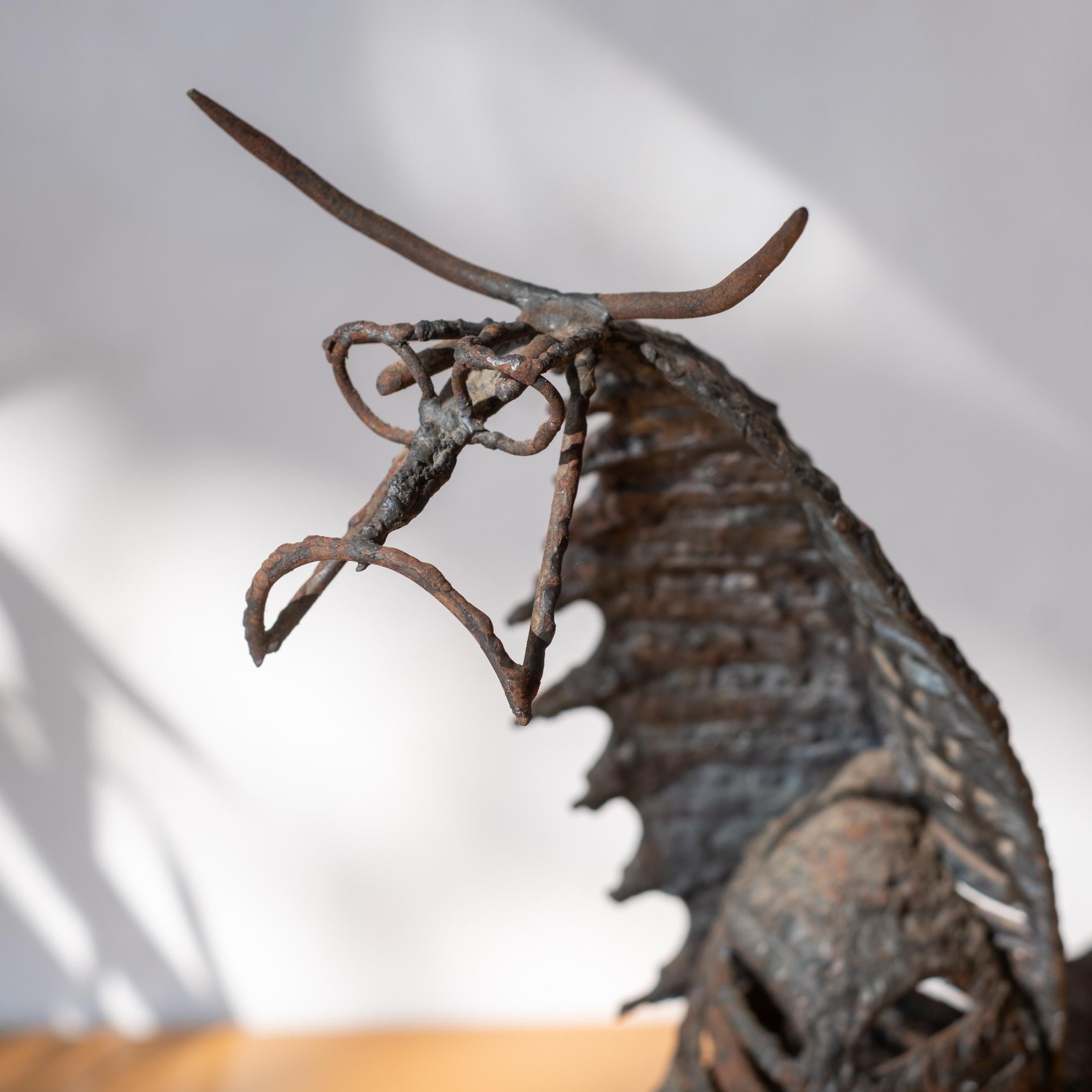 Brutalist Mid Century Modernist Abstrakt Metall Stier Skulptur von Charles (Mitte des 20. Jahrhunderts) im Angebot