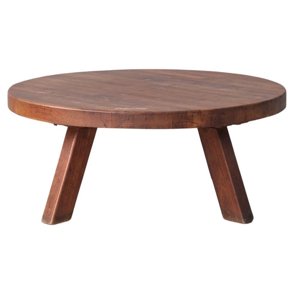 Brutalist Mid-Century Oak Coffee Table For Sale