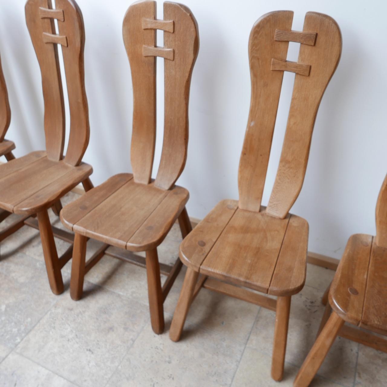 Belgian Brutalist Mid-Century Oak De Puydt Dining Chairs '12+' For Sale