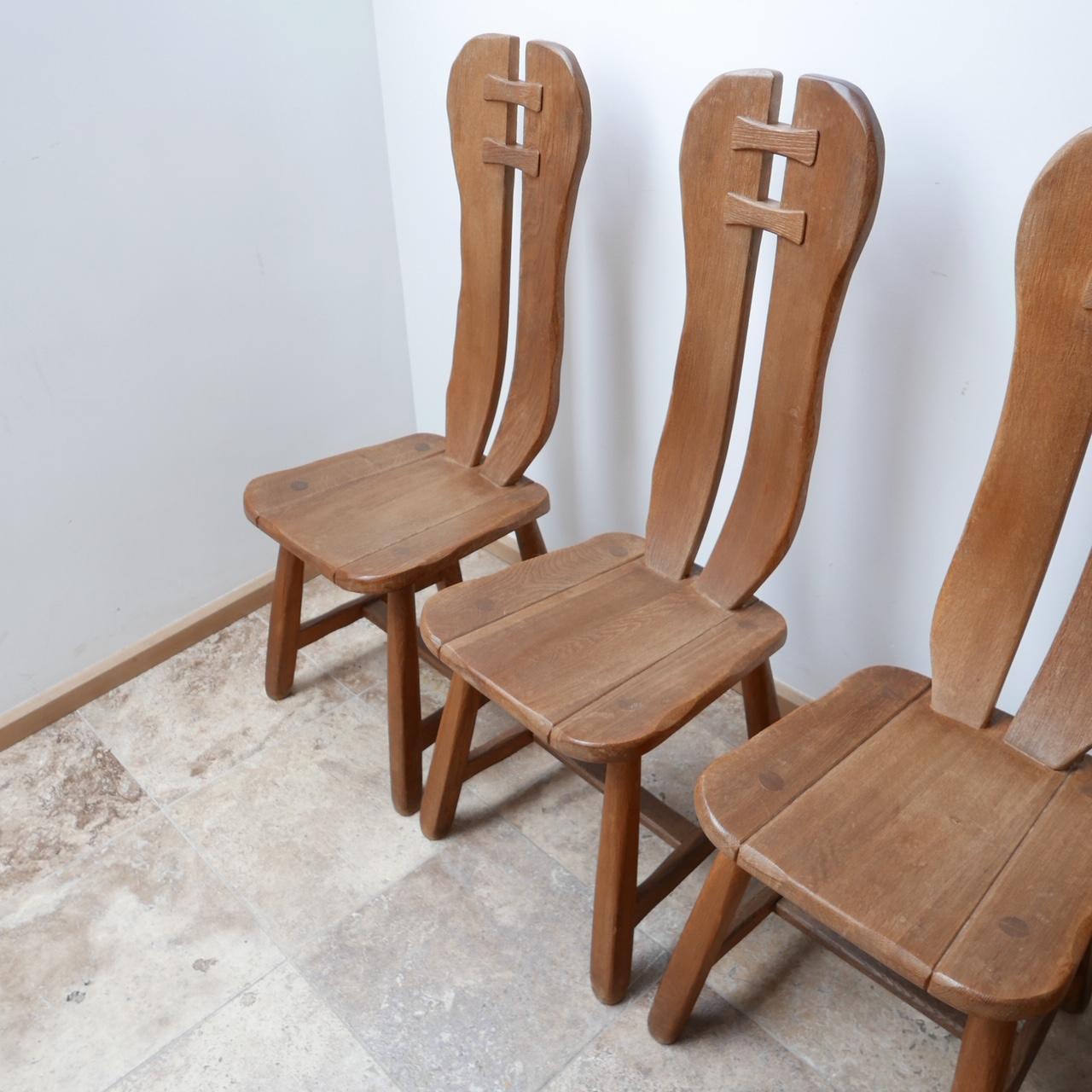 Brutalist Mid-Century Oak De Puydt Dining Chairs '12+' In Good Condition For Sale In London, GB