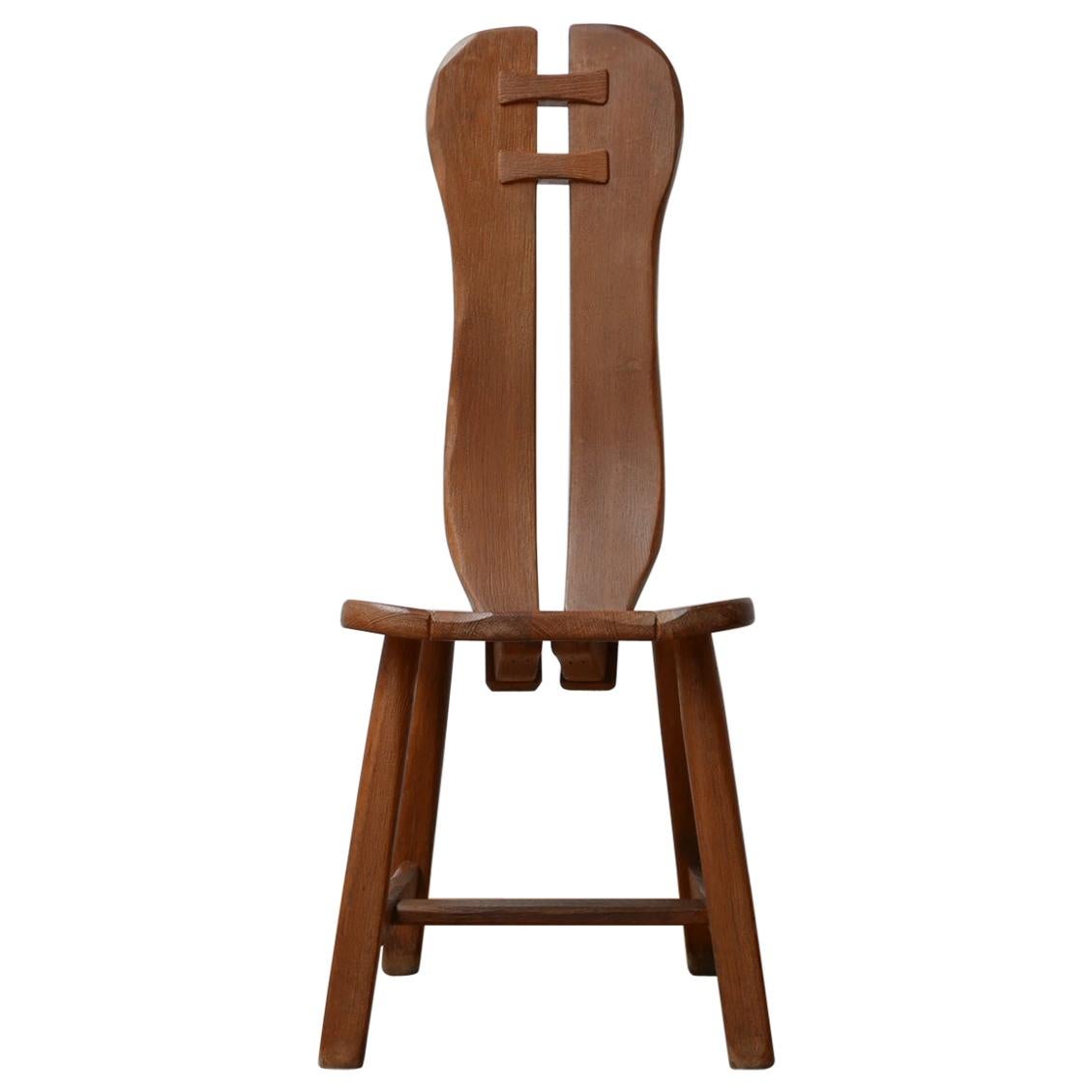 Brutalist Mid-Century Oak De Puydt Dining Chairs '12+' For Sale