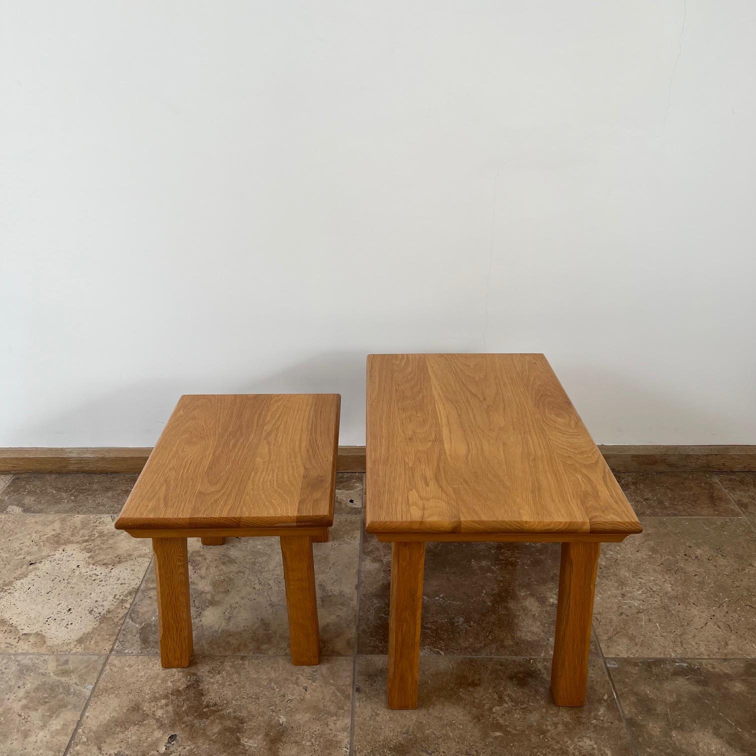 Dutch Brutalist Mid-Century Set of Oak Nesting Tables